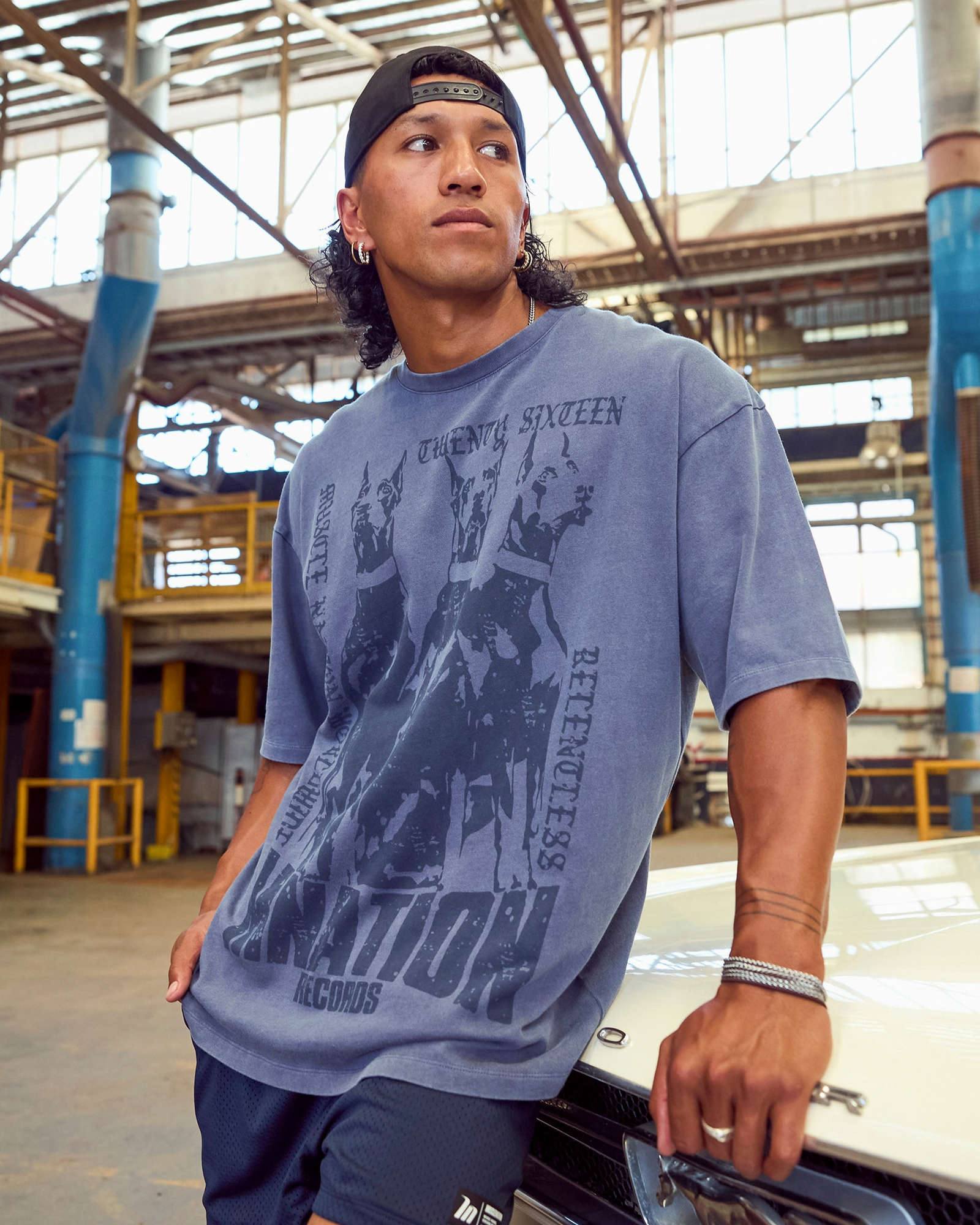 Doberman Oversized Vintage Tee - Washed Atlantis
