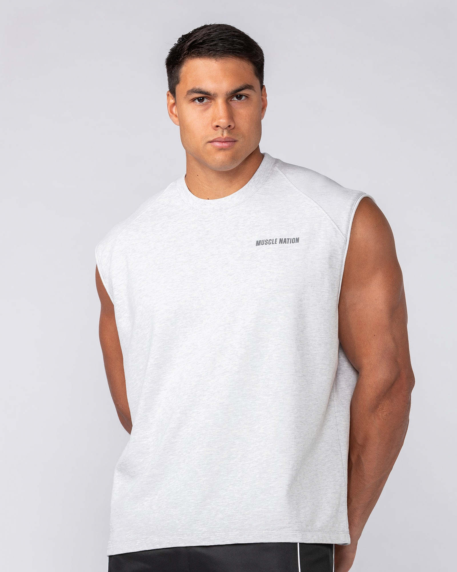Essential Boxy Muscle Tank - Snow Grey Marl