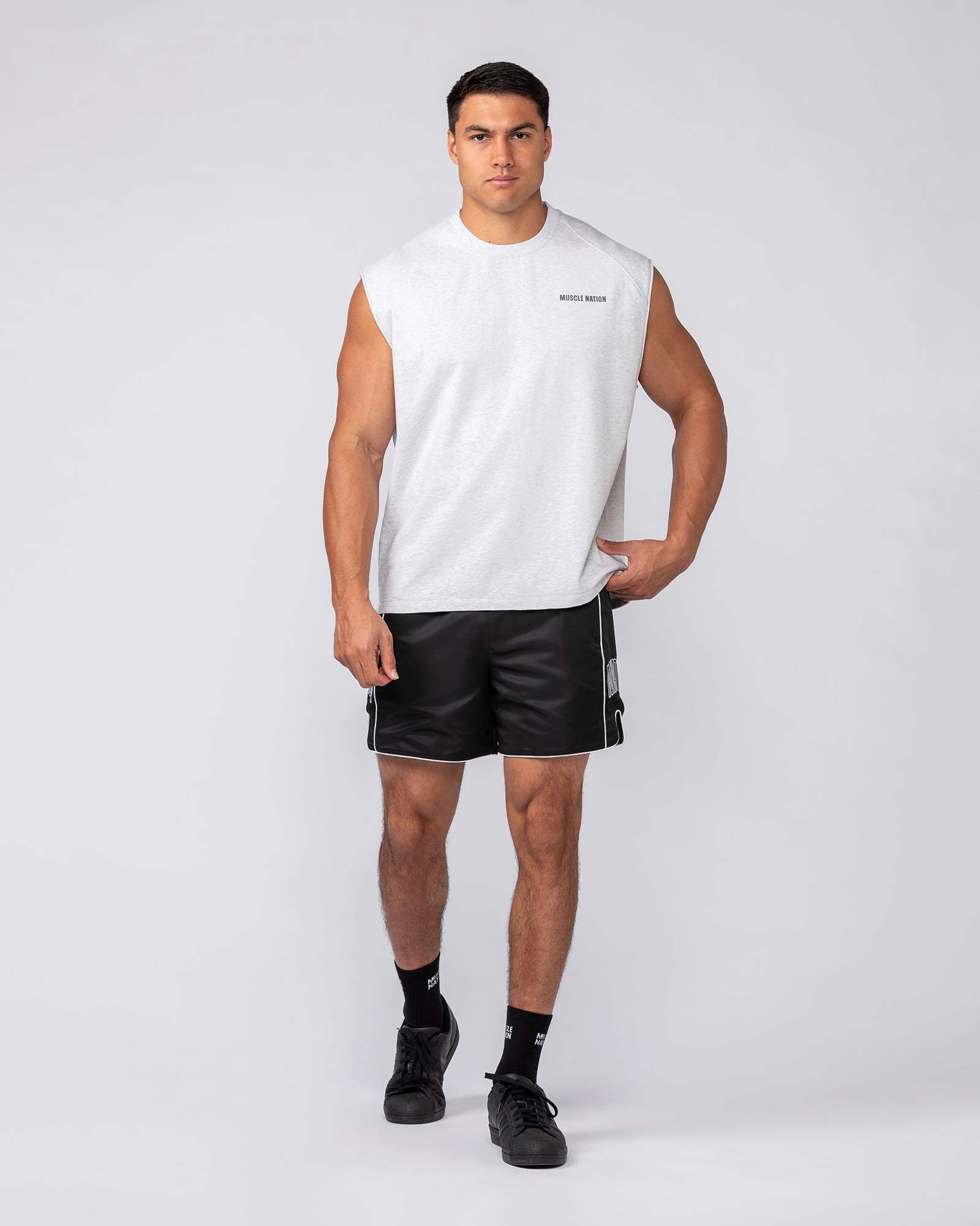 Essential Boxy Muscle Tank - Snow Grey Marl