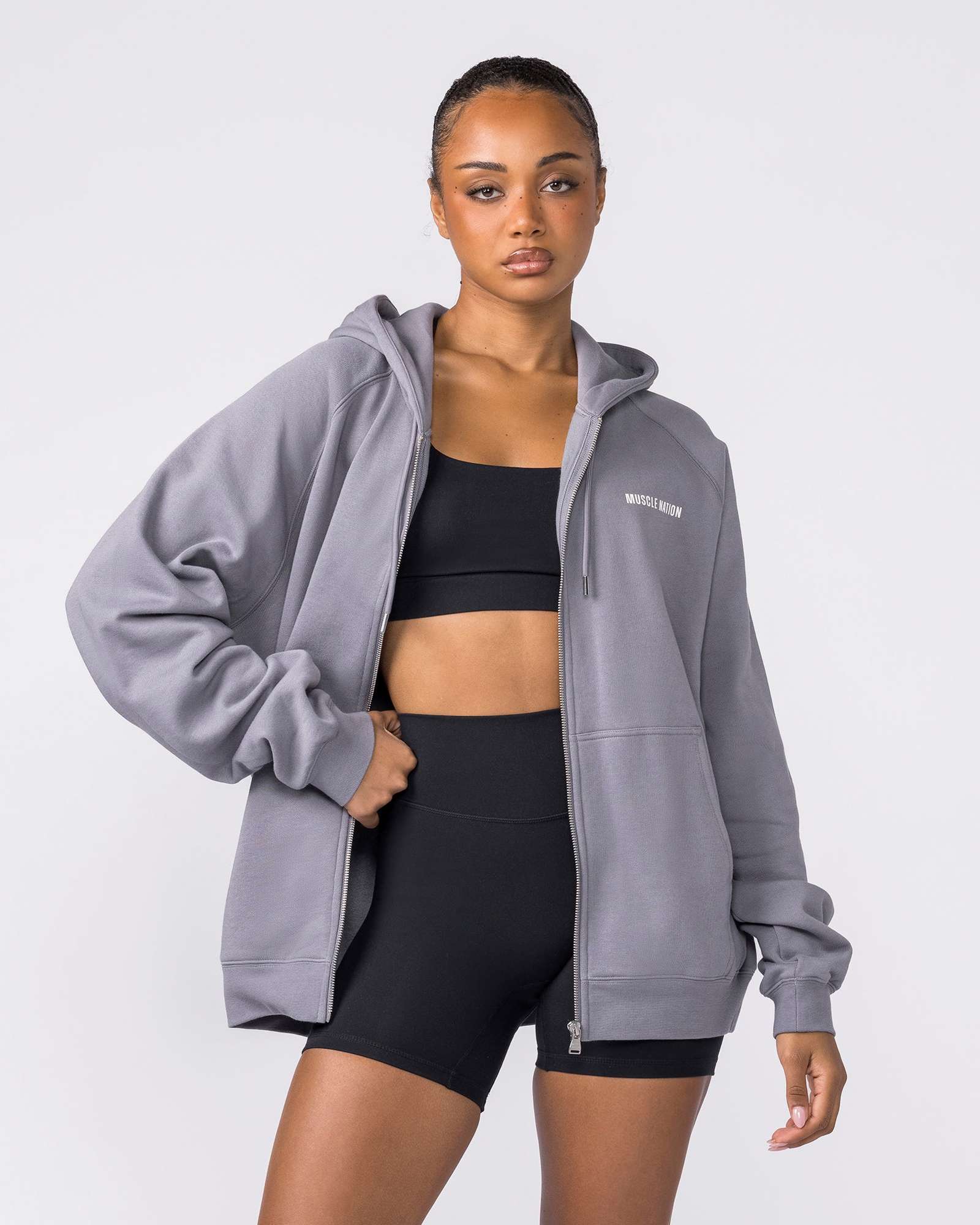 Essential Zip Hoodie - Cement