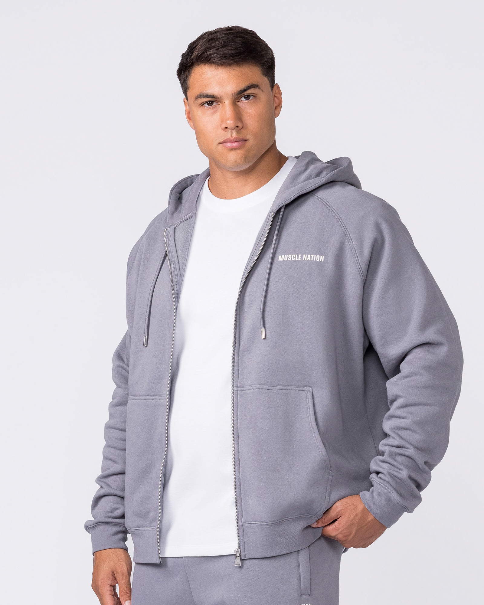 Essential Zip Hoodie - Cement