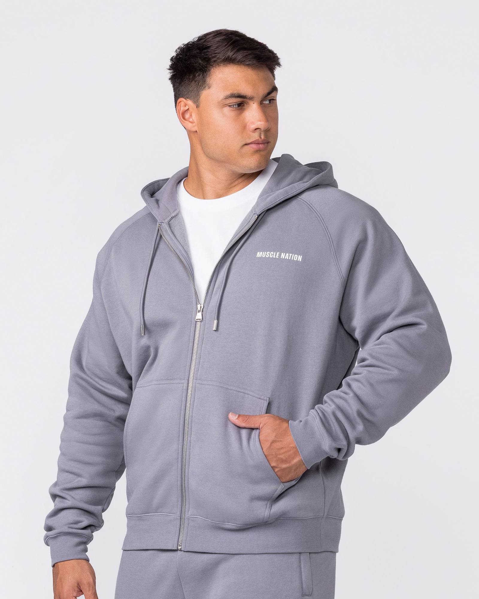 Essential Zip Hoodie - Cement