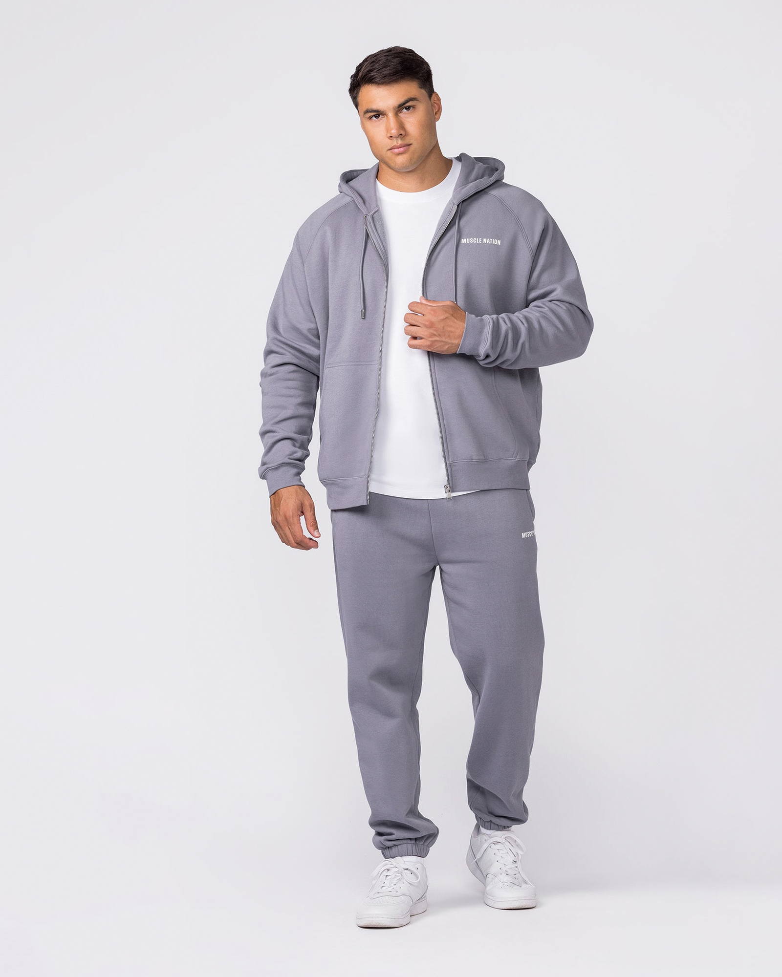 Essential Zip Hoodie - Cement