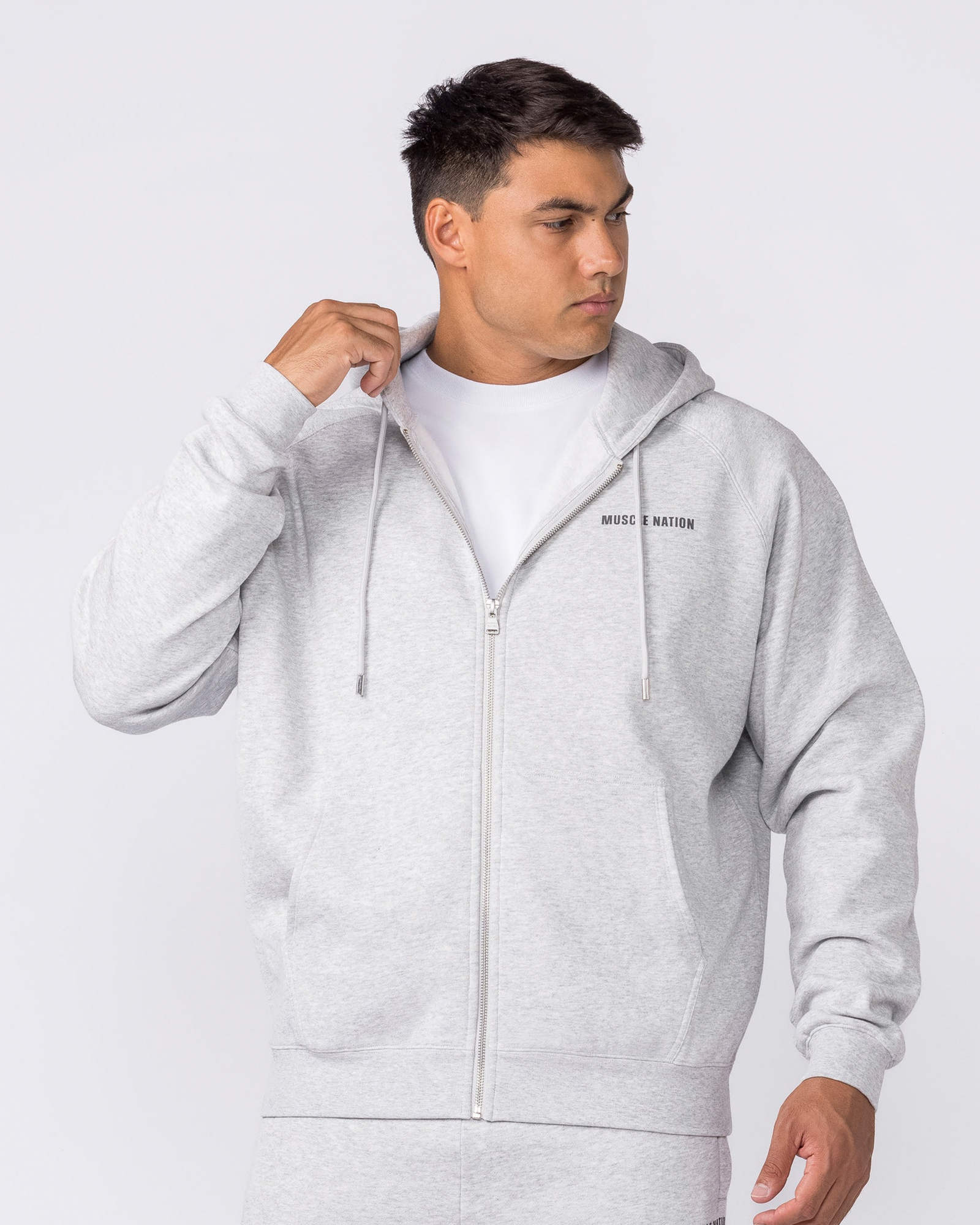 Essential Zip Hoodie - Grey Marl