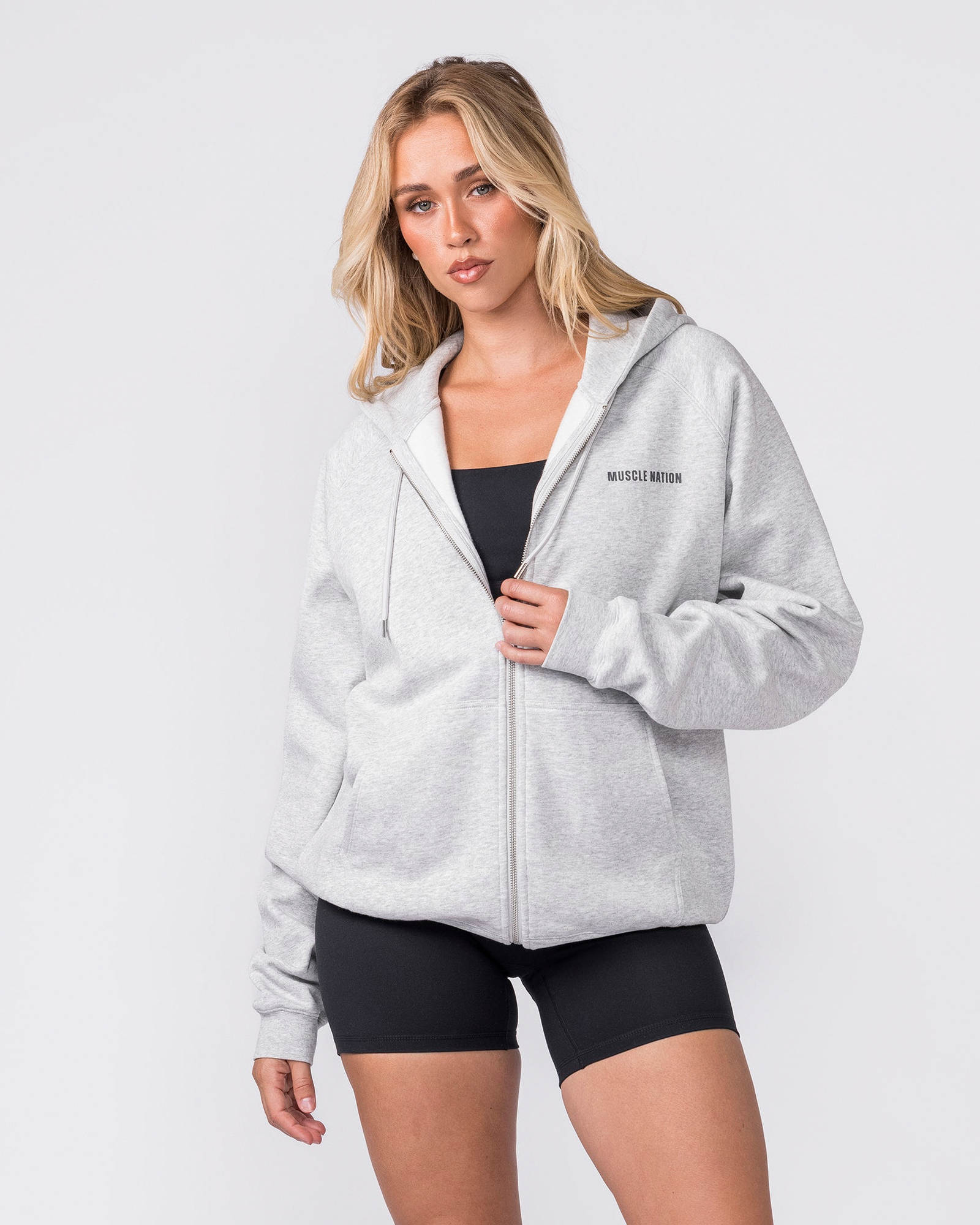 Essential Zip Hoodie - Grey Marl