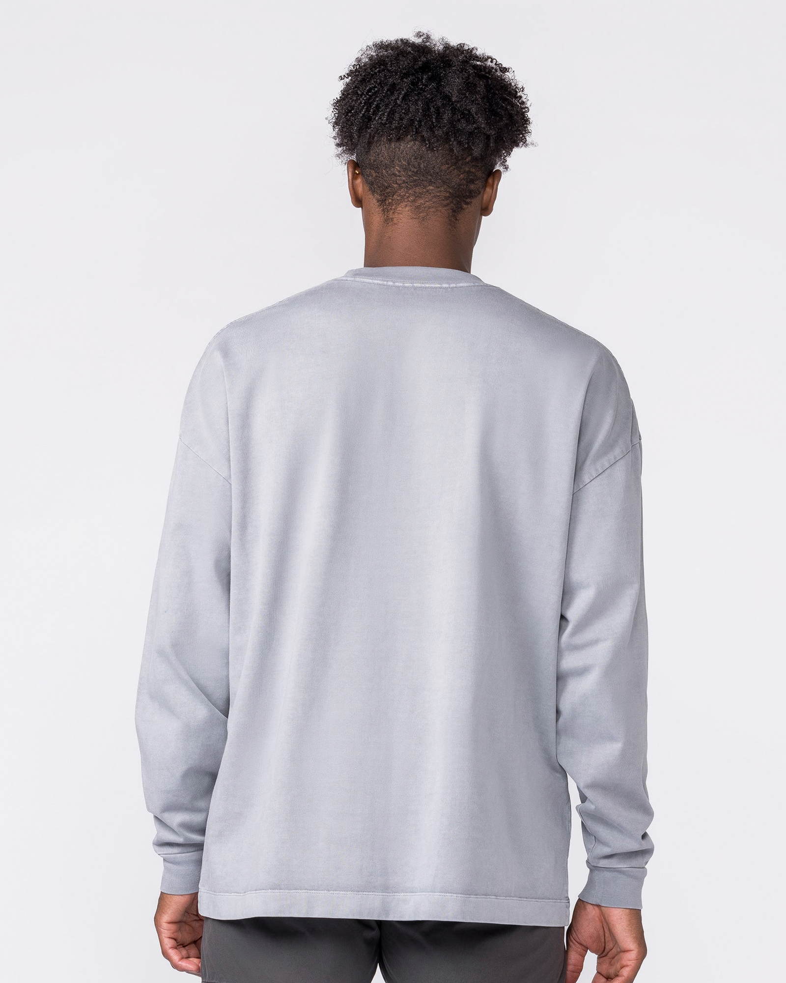 Essential Oversized Long Sleeve Vintage Tee - Washed Cement