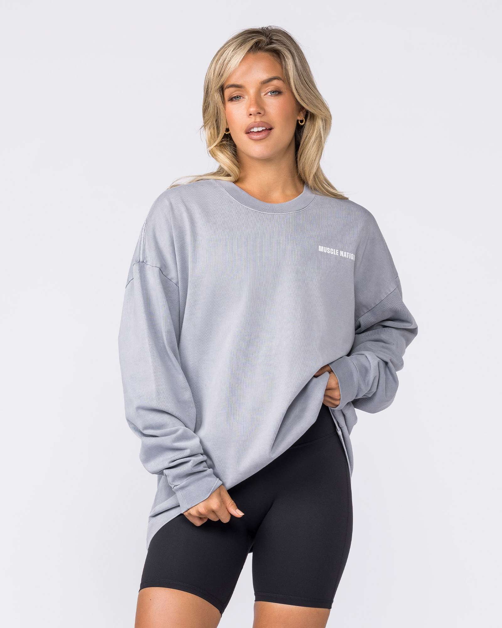 Essential Oversized Long Sleeve Vintage Tee - Washed Cement