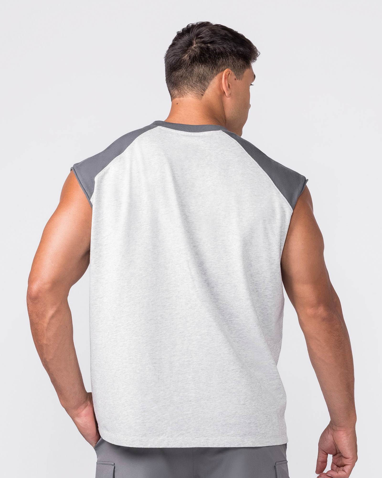 Essential Raglan Boxy Muscle Tank - Grey Marl / Tornado