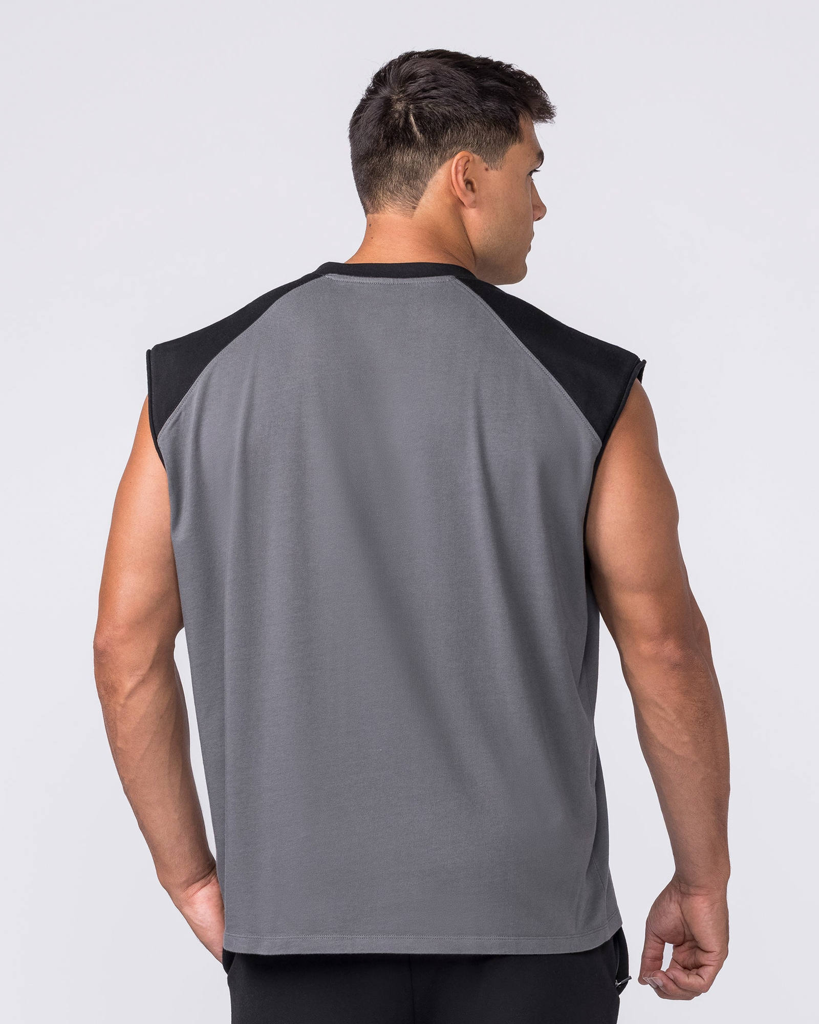 Essential Raglan Boxy Muscle Tank - Tornado / Black