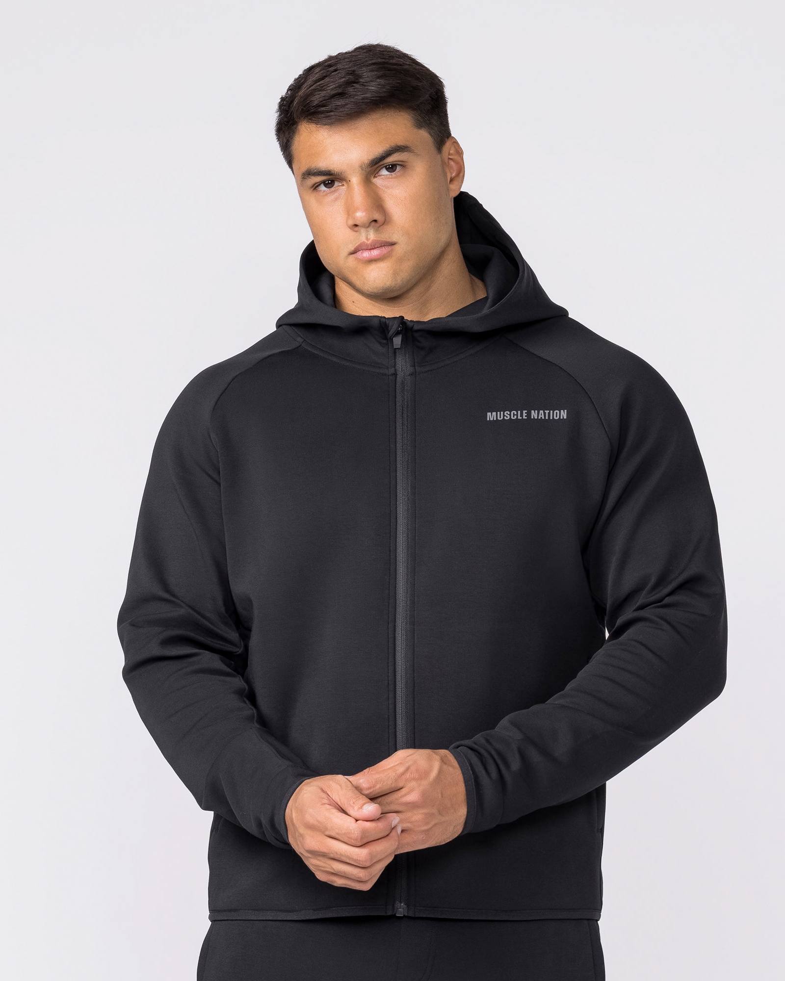 Essential Tech Zip Hoodie - Black