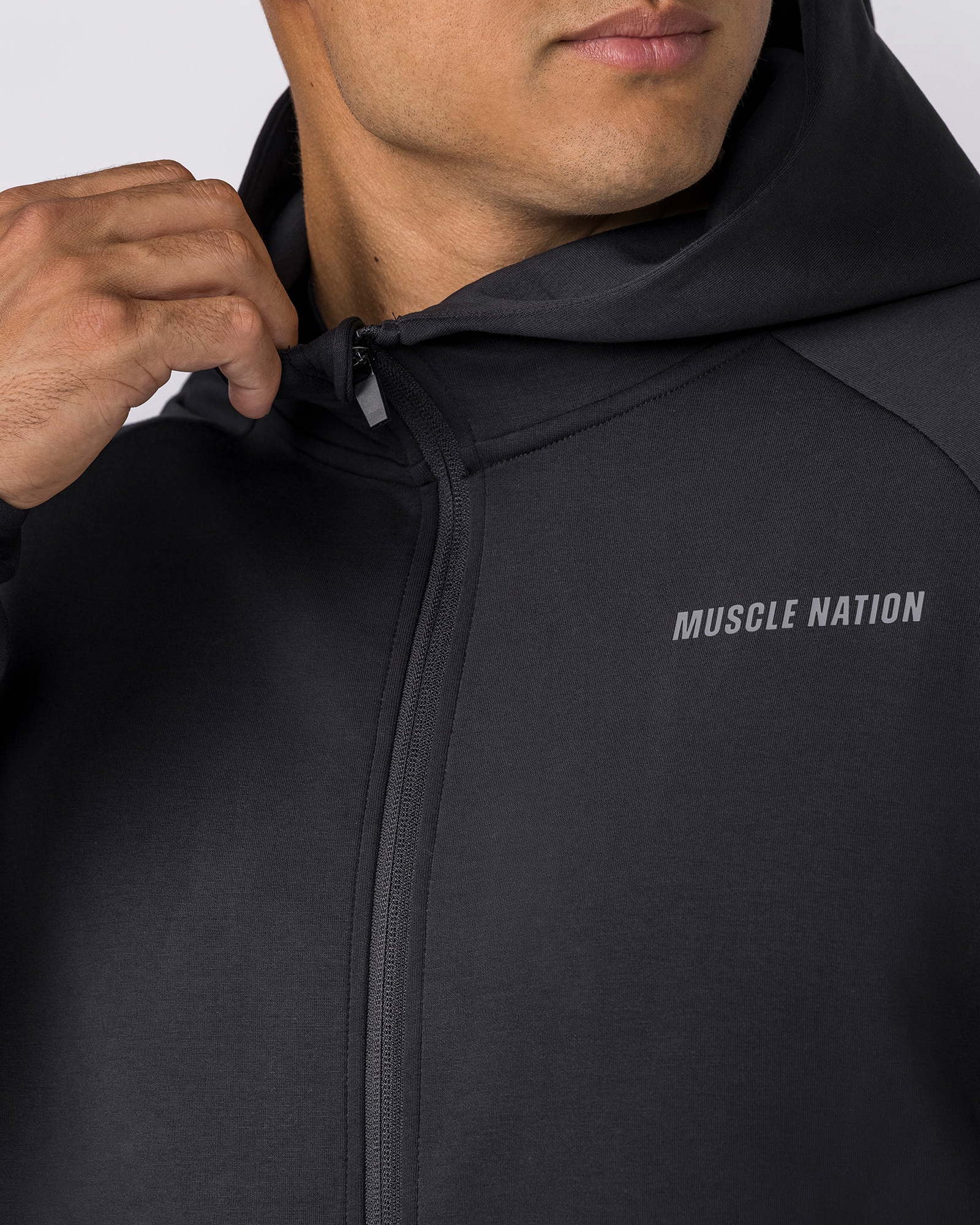 Essential Tech Zip Hoodie - Black
