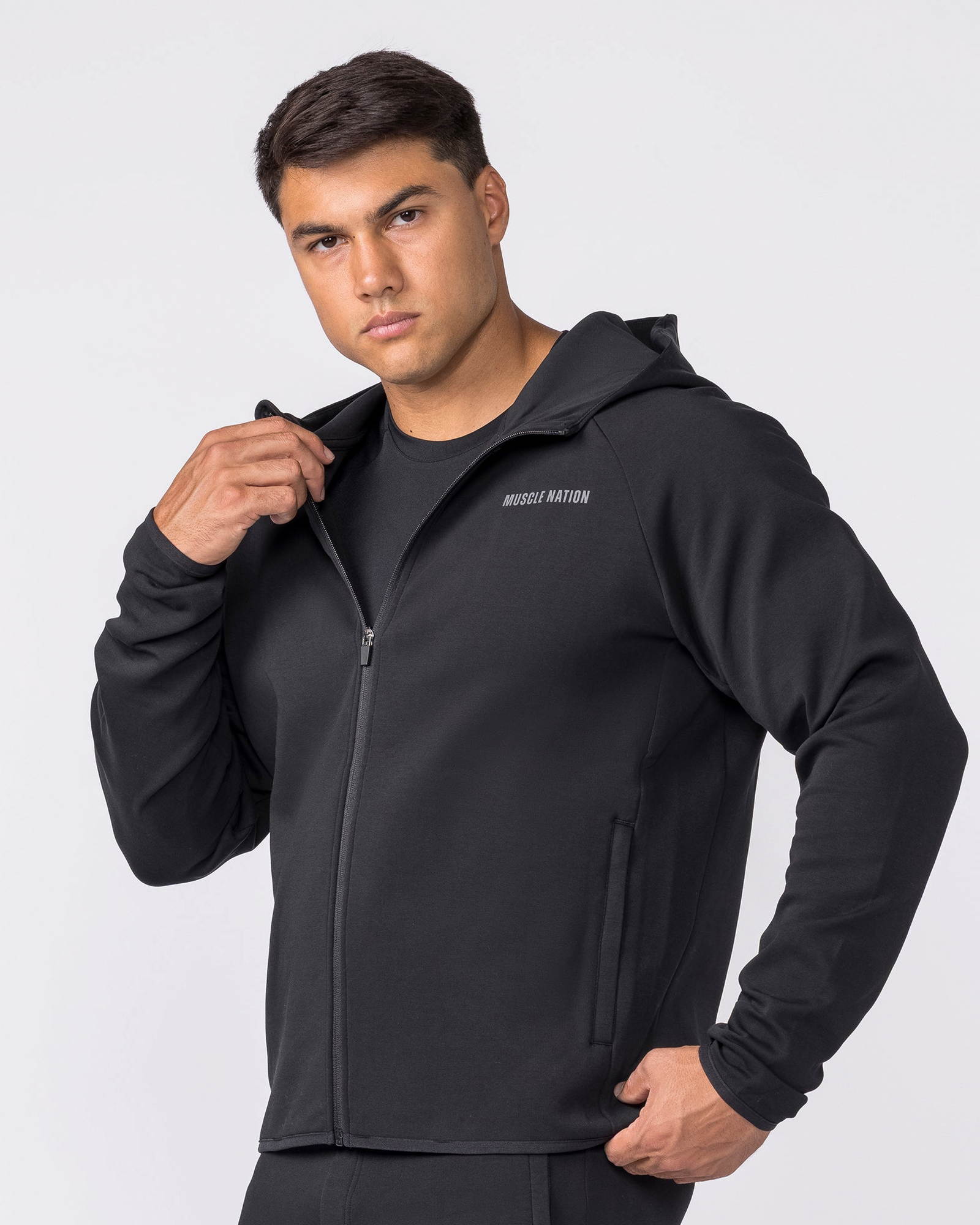 Essential Tech Zip Hoodie - Black