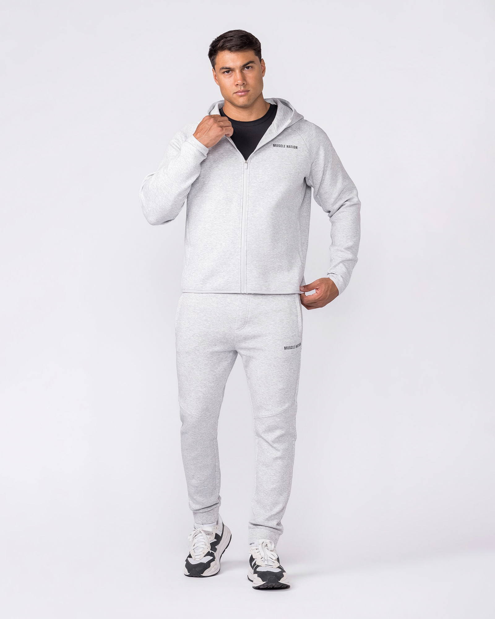 Essential Tech Zip Hoodie - Grey Marl