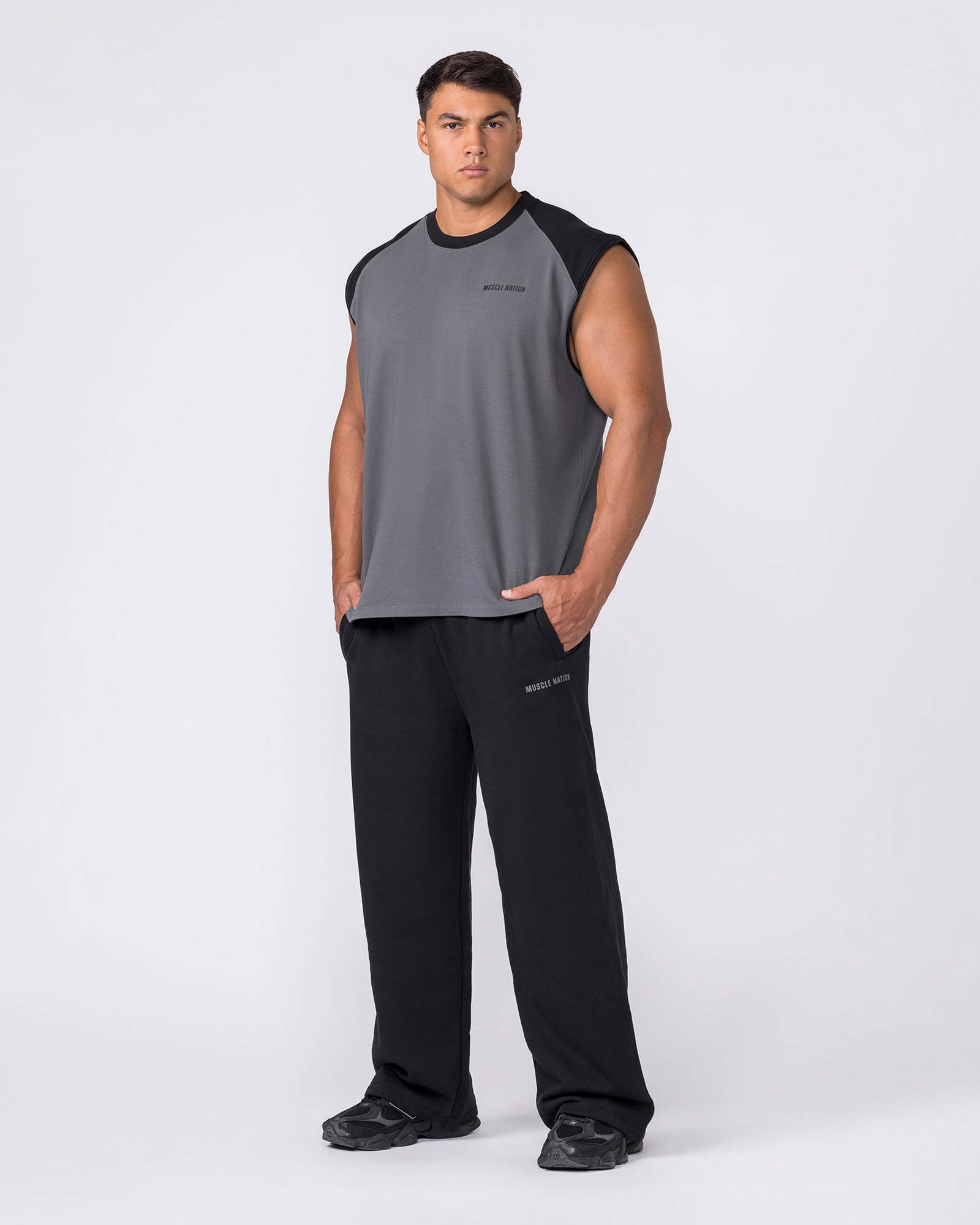 Essential Wide Leg Trackies - Black