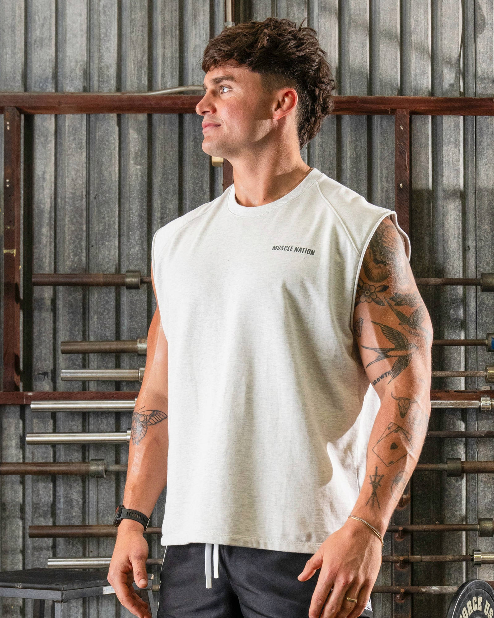 Essential Boxy Muscle Tank - Snow Grey Marl
