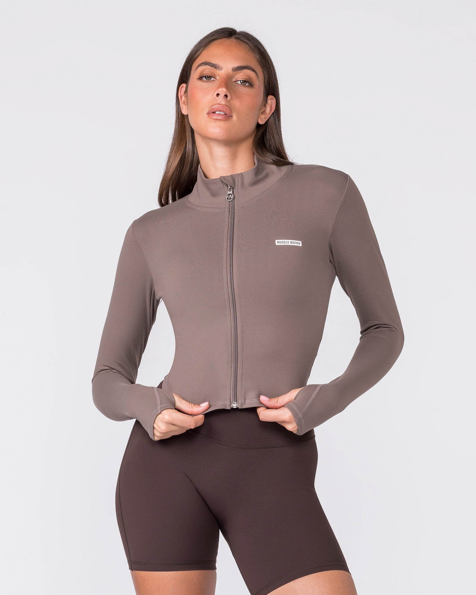 Favourite Cropped Zip Through - Taupe