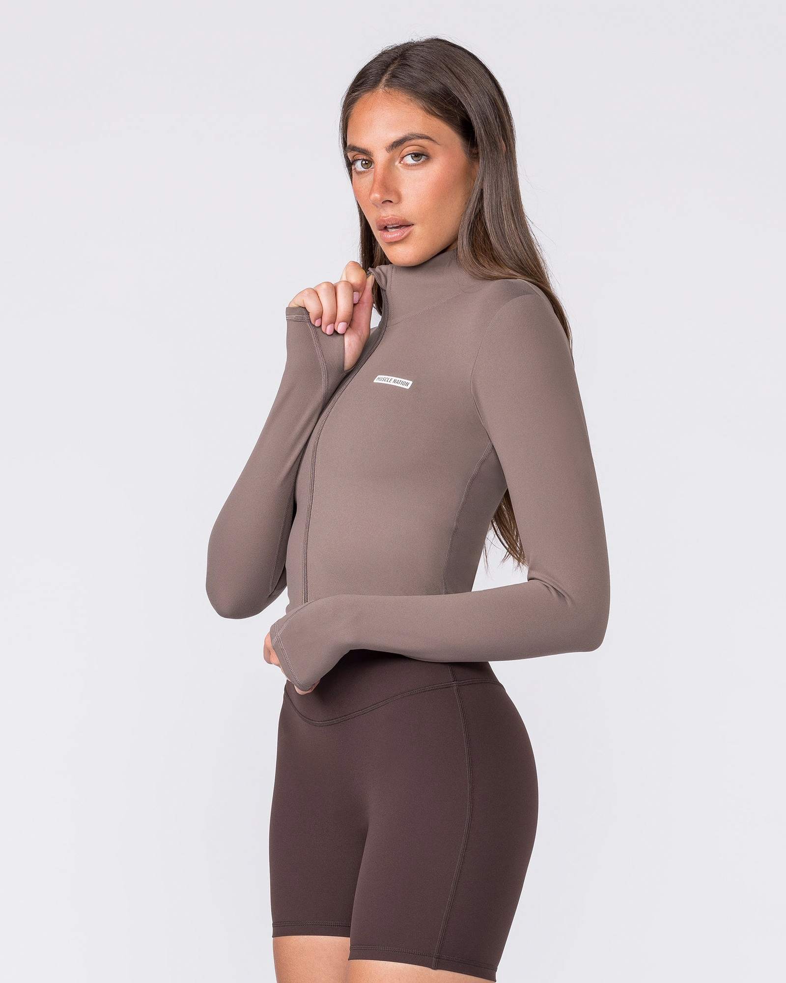 Favourite Cropped Zip Through - Taupe