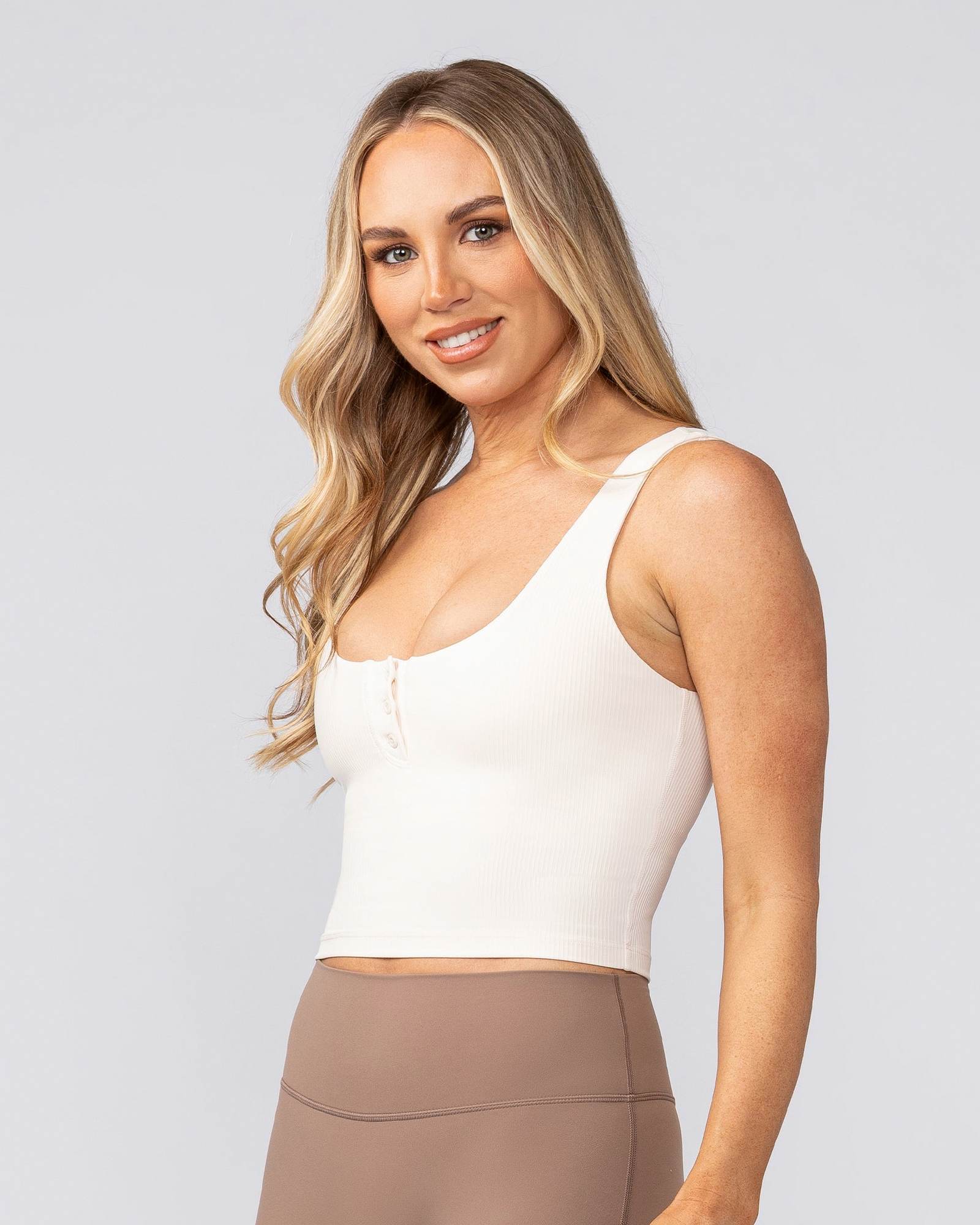 Flirt Bra Tank - Travertine