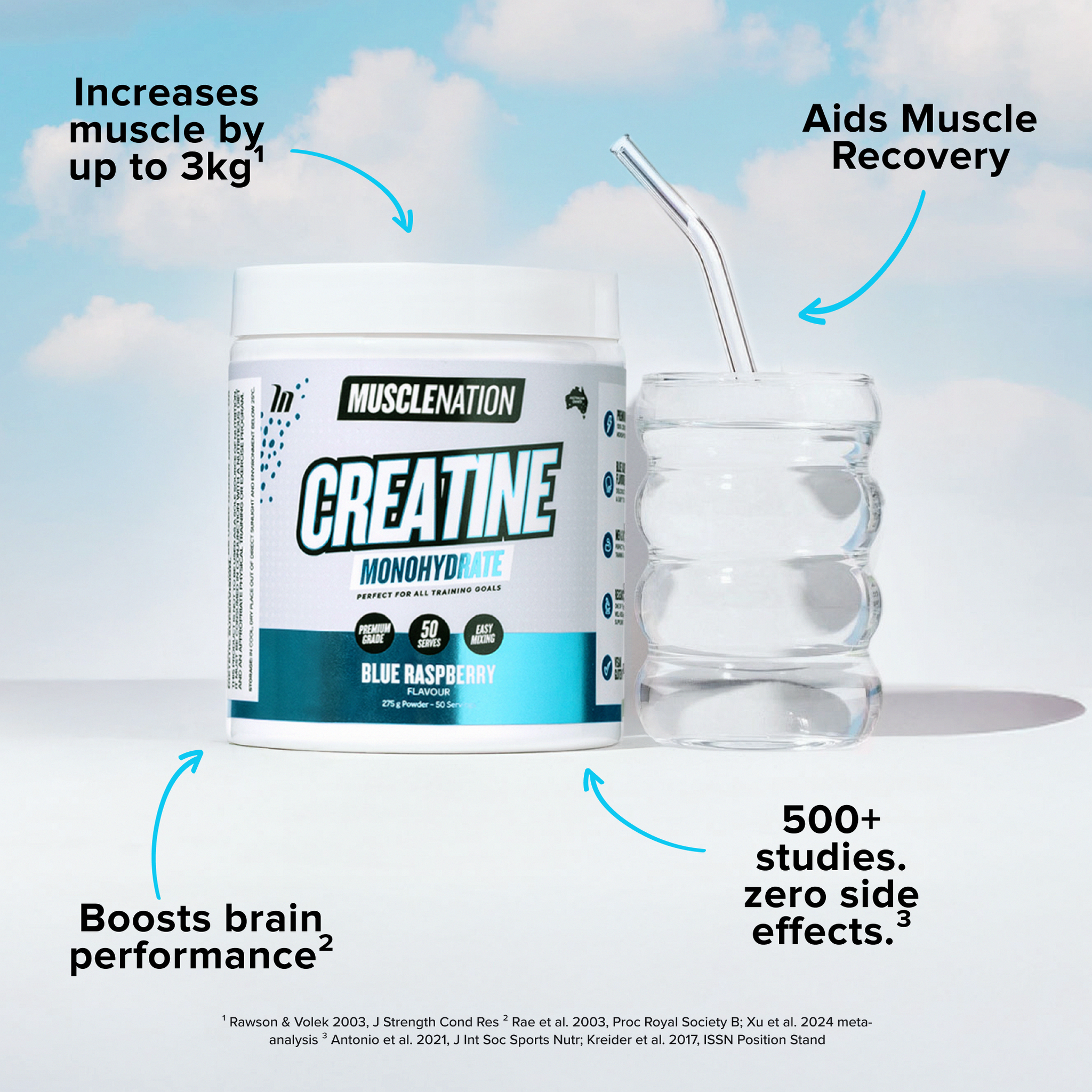 CREATINE MONOHYDRATE - Blue Raspberry - 50 serves
