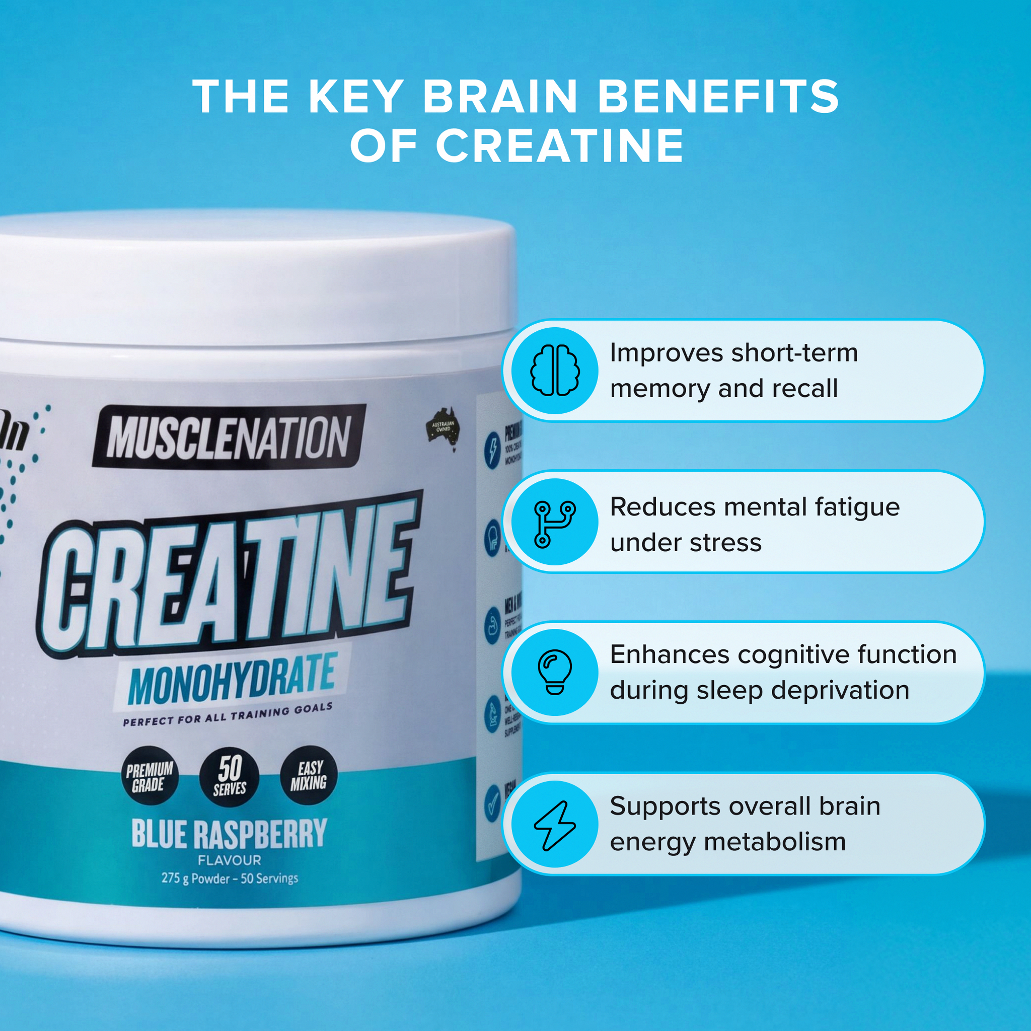 CREATINE MONOHYDRATE - Blue Raspberry - 50 serves