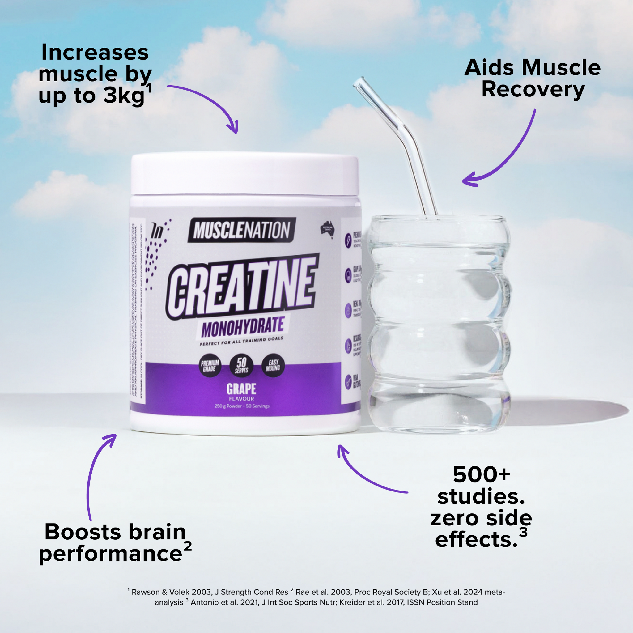 CREATINE MONOHYDRATE - Grape - 50 serves