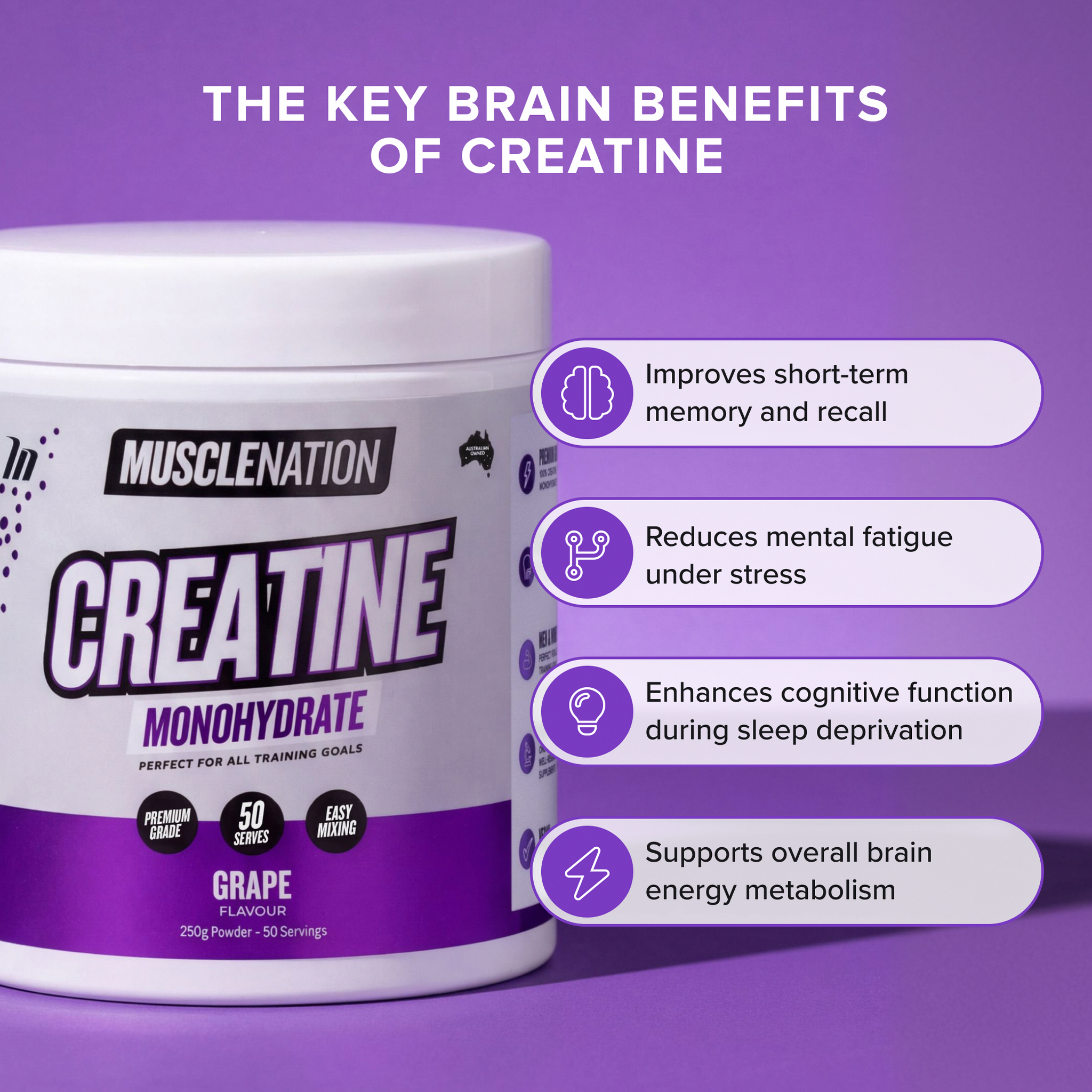 CREATINE MONOHYDRATE - Grape - 50 serves