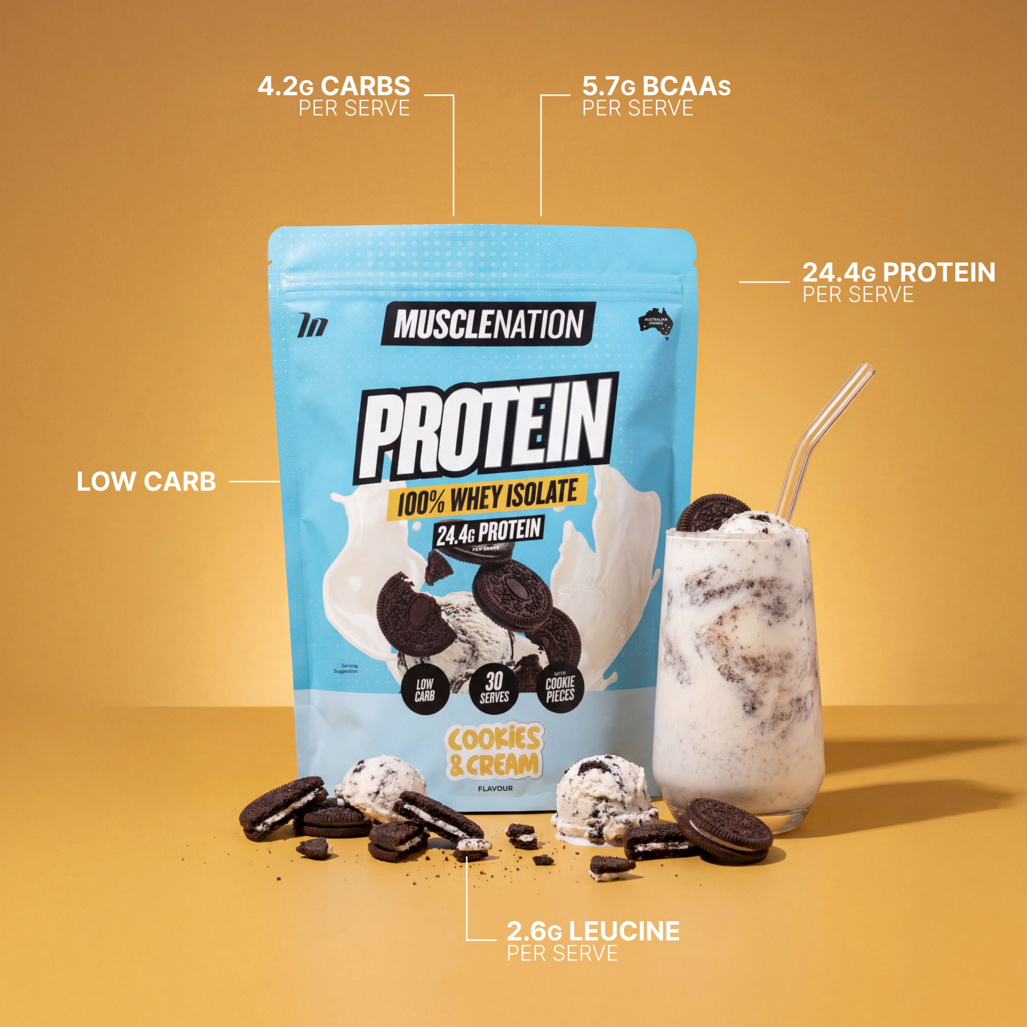 WHEY Protein Isolate - Cookies & Cream - 30 serves