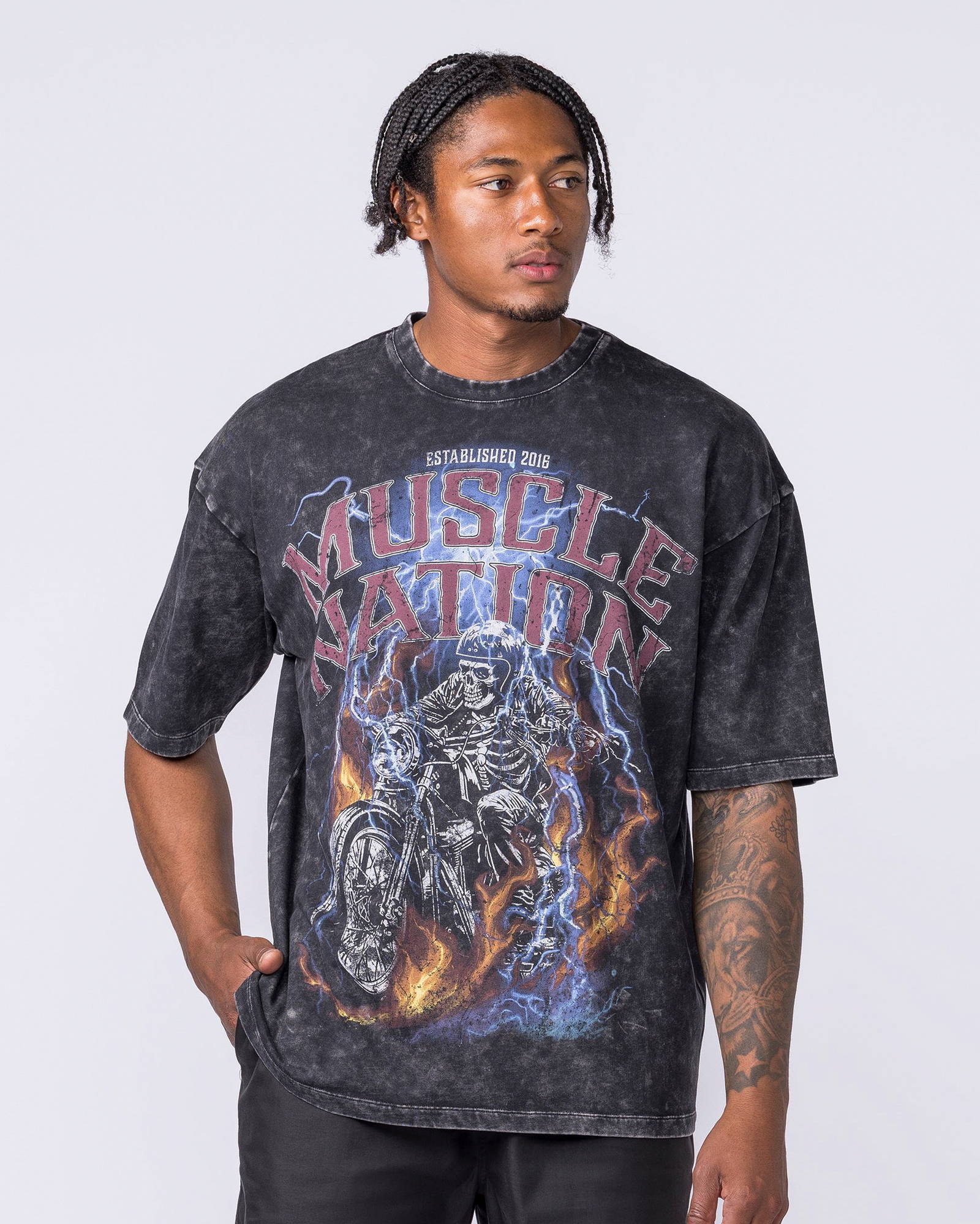 Full Throttle Oversized Vintage Tee - Washed Black