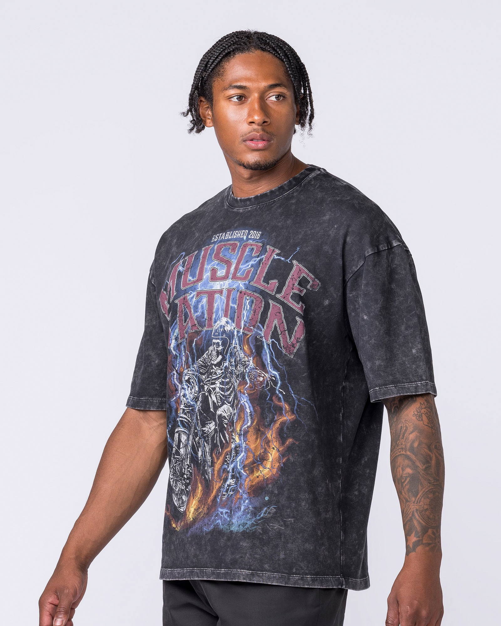 Full Throttle Oversized Vintage Tee - Washed Black