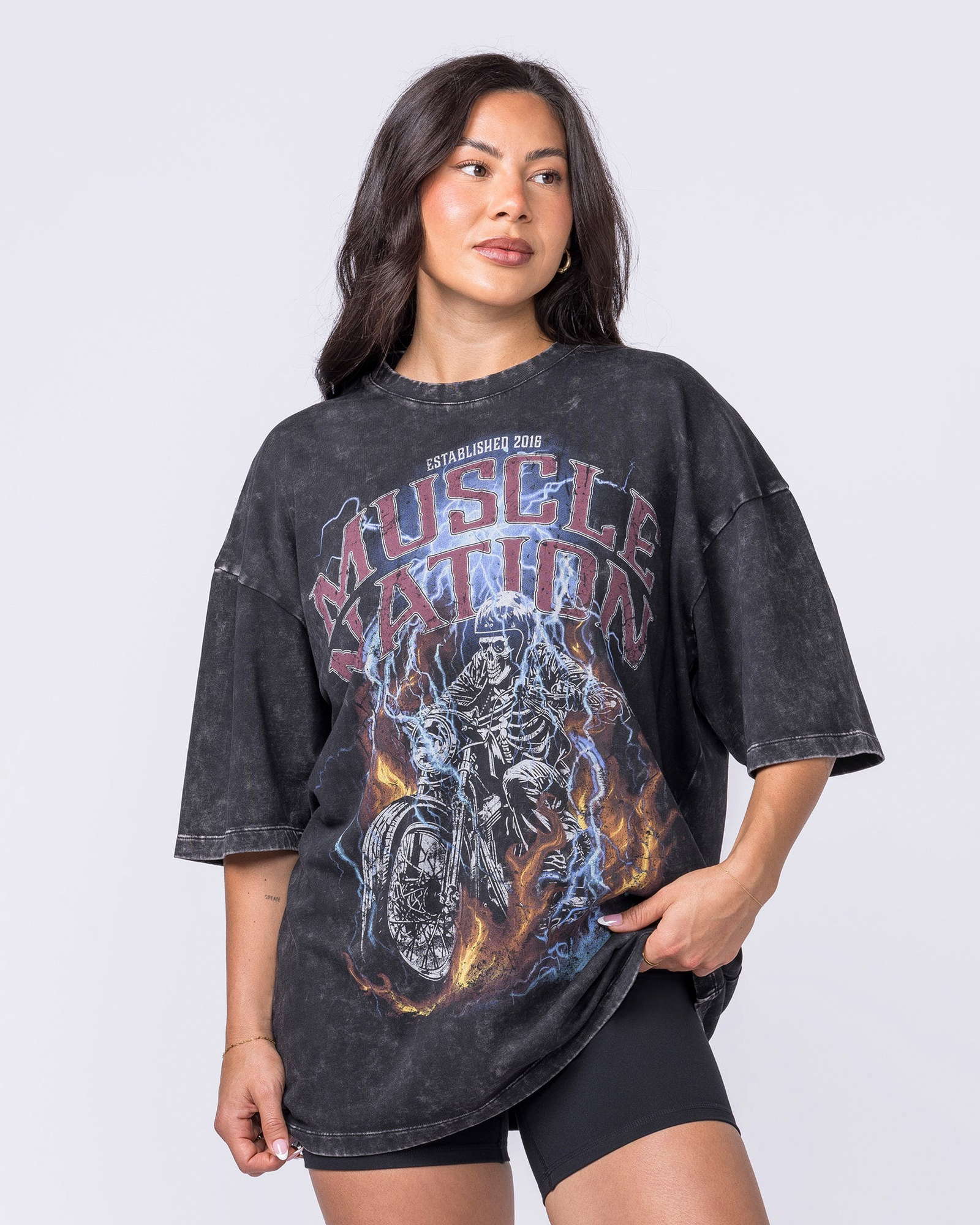 Full Throttle Oversized Vintage Tee - Washed Black