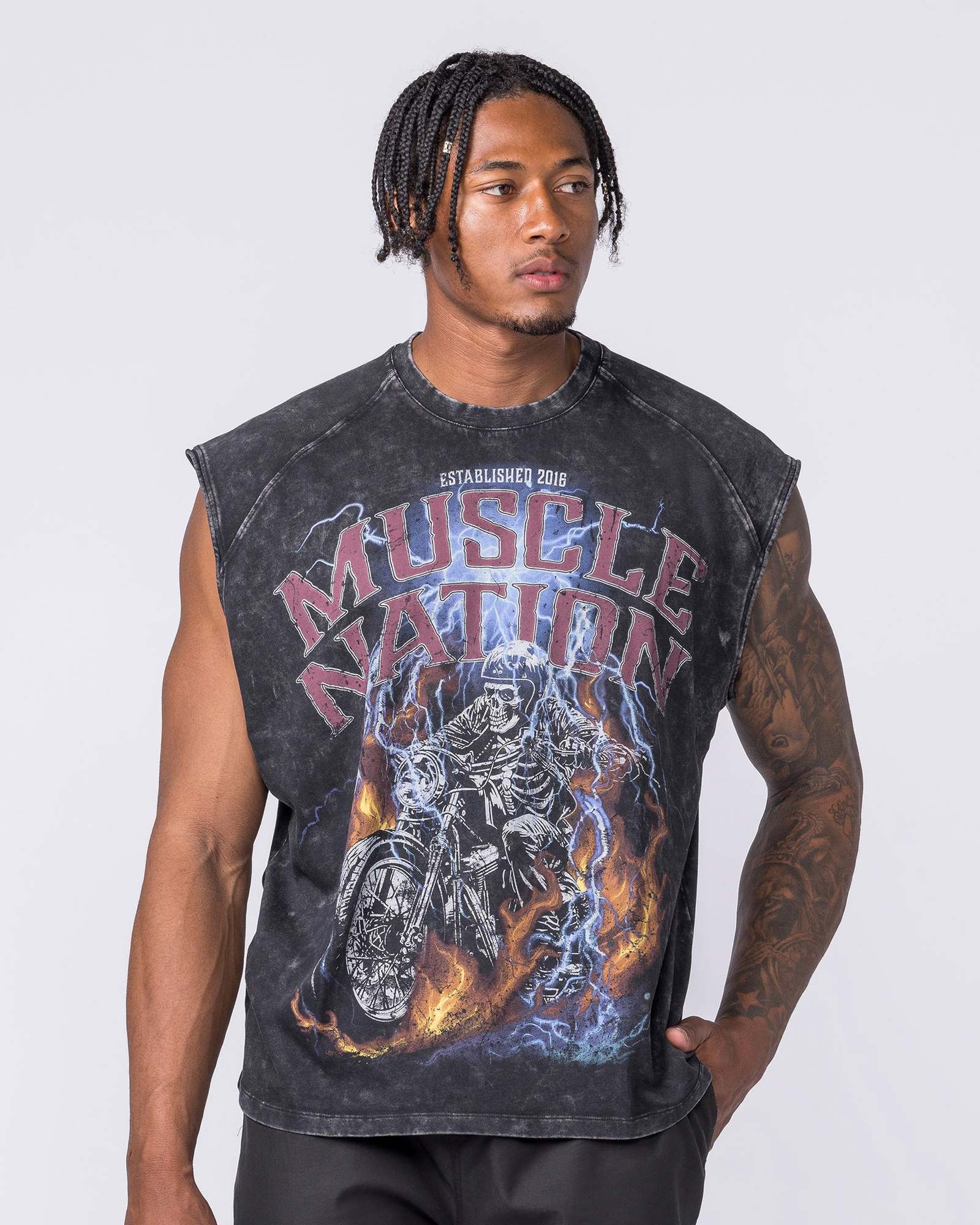 Full Throttle Vintage Boxy Muscle Tank - Washed Black
