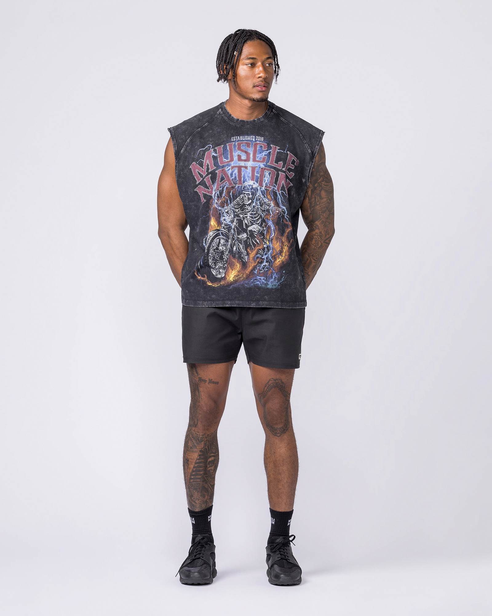 Full Throttle Vintage Boxy Muscle Tank - Washed Black
