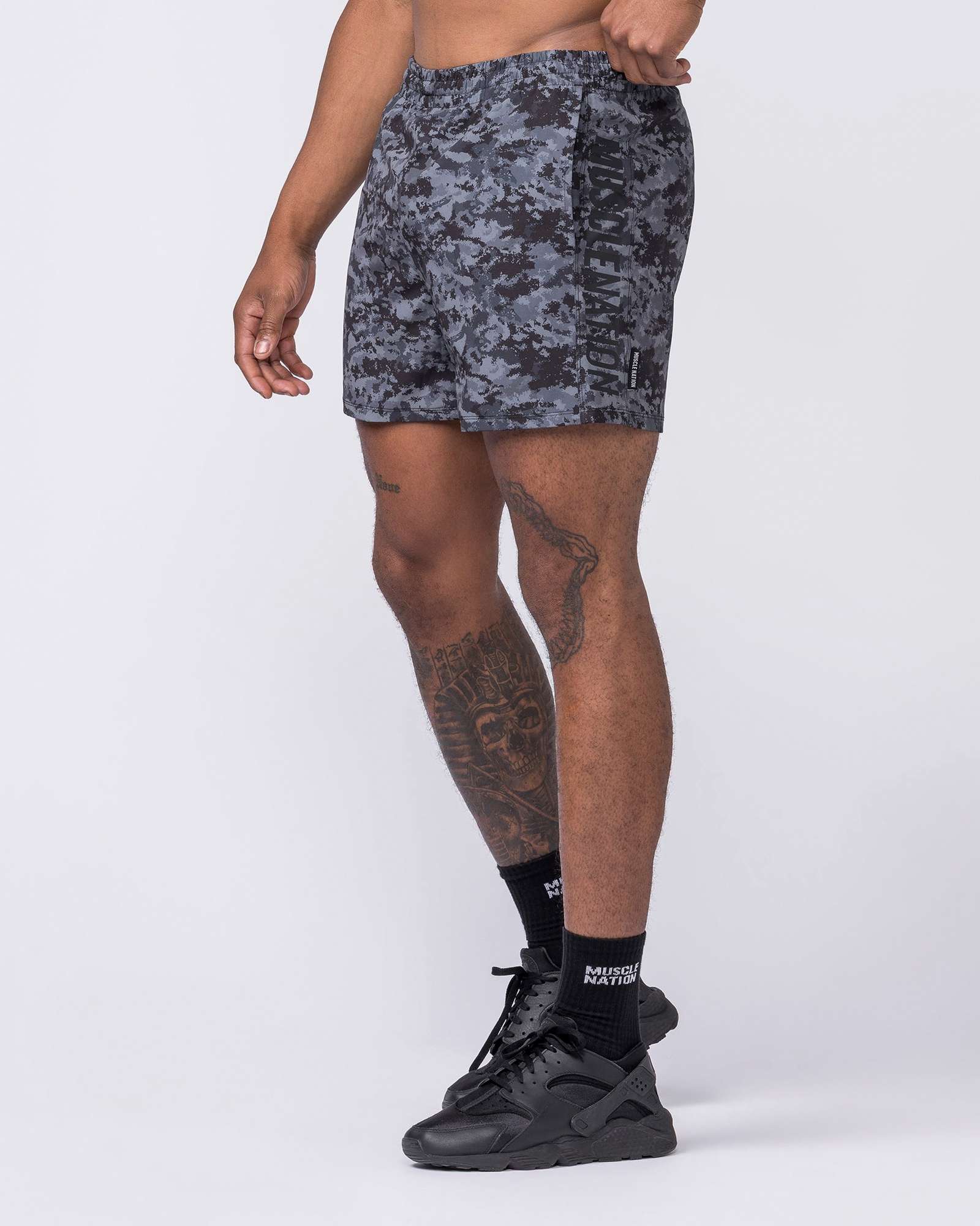Function 4" Shorts - Grey/ Black Distressed Print