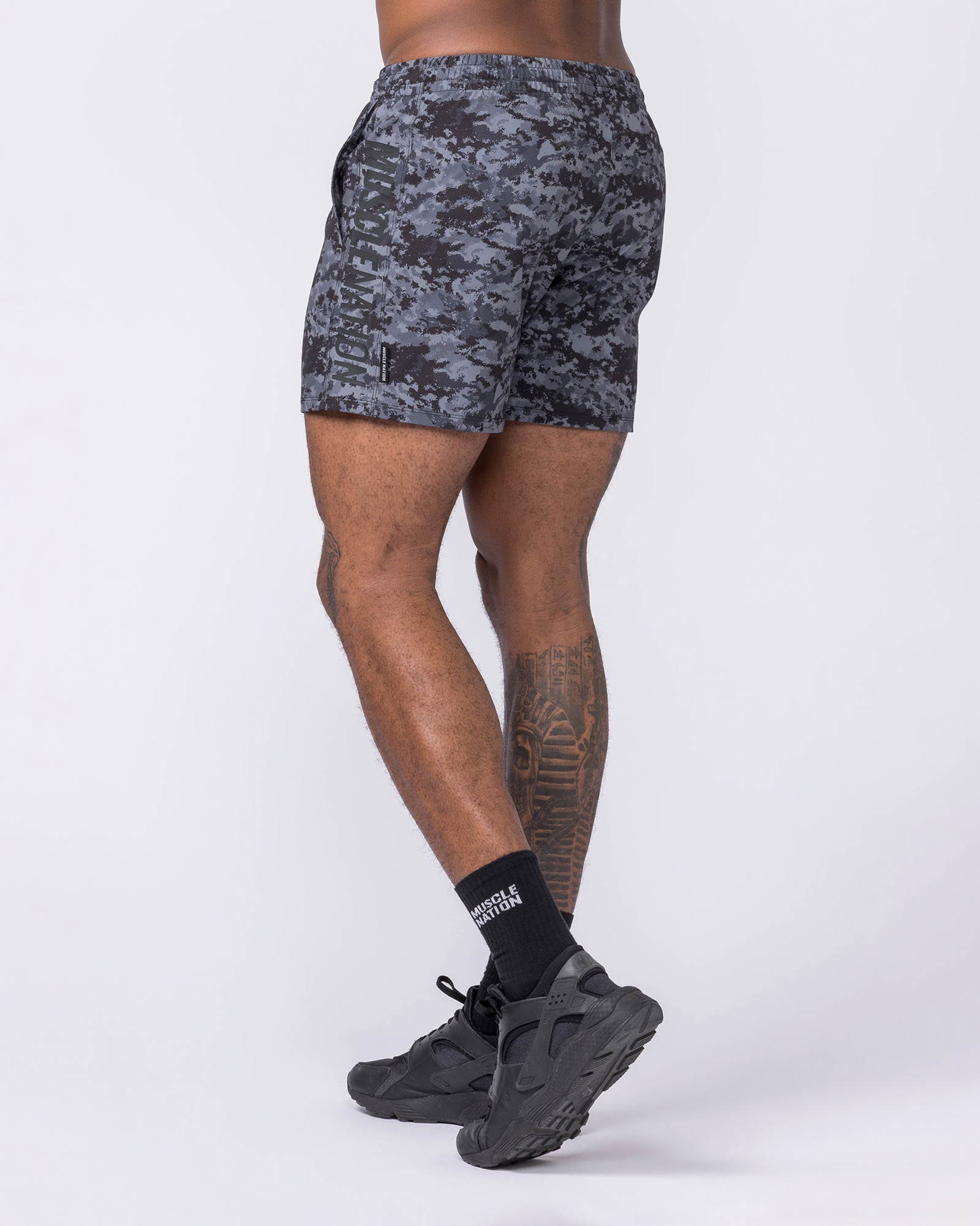 Function 4" Shorts - Grey/ Black Distressed Print