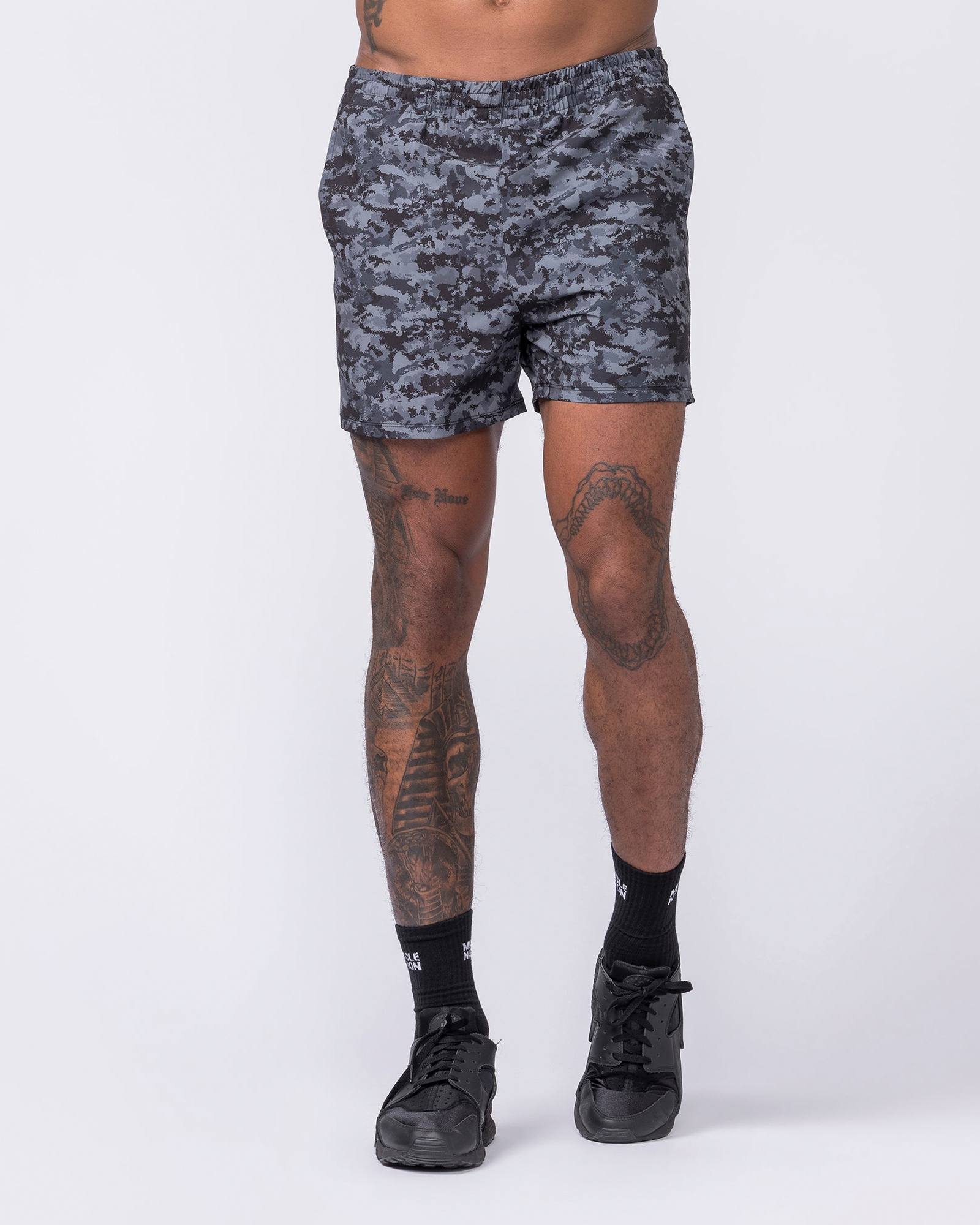 Function 4" Shorts - Grey/ Black Distressed Print