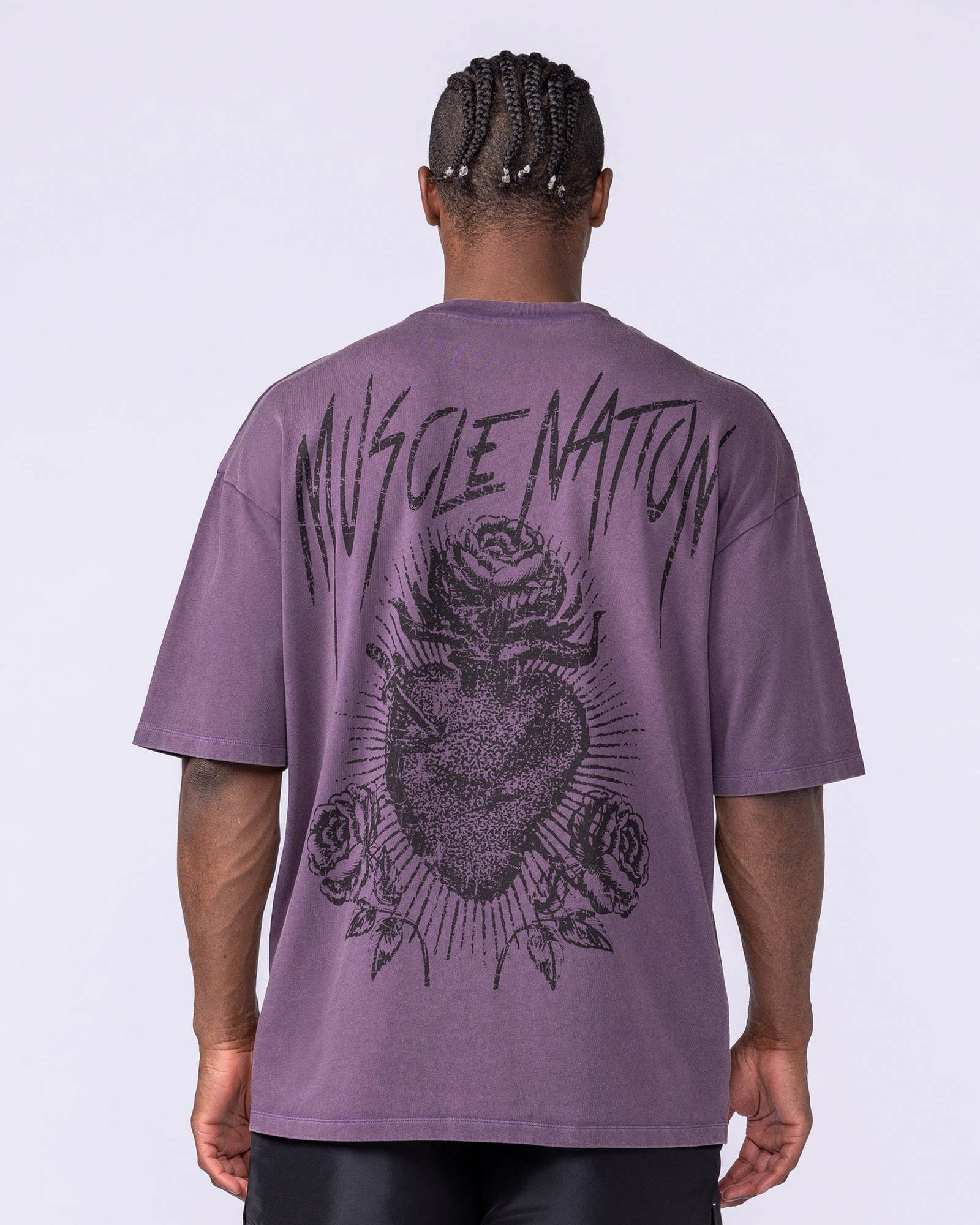 Heartless Oversized Vintage Tee - Washed Dark Purple