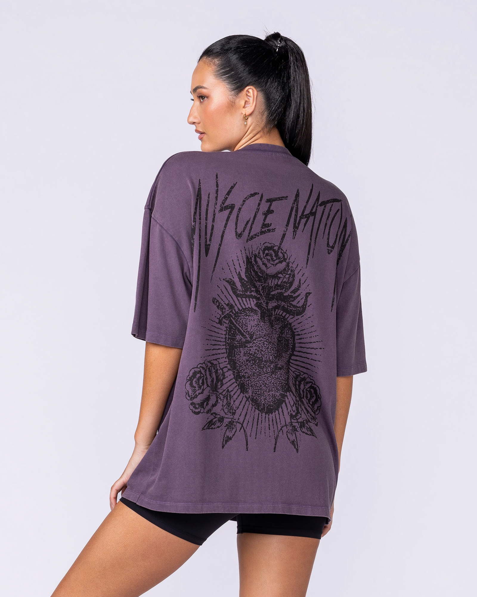 Heartless Oversized Vintage Tee - Washed Dark Purple