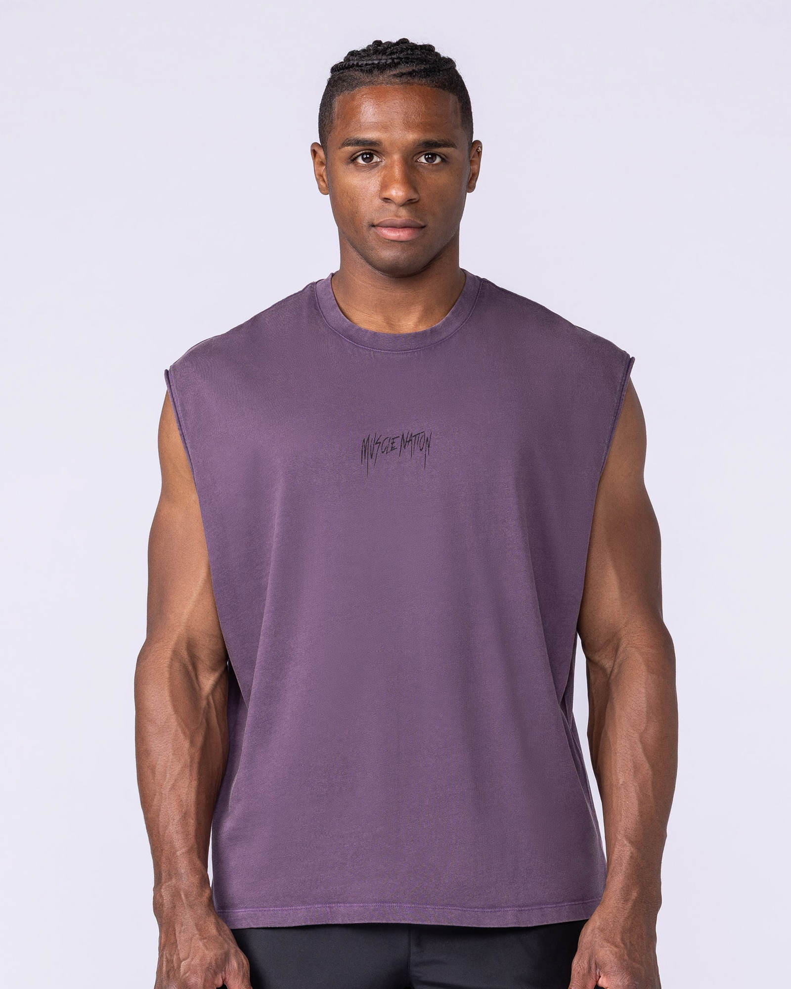 Heartless Vintage Boxy Muscle Tank - Washed Dark Purple