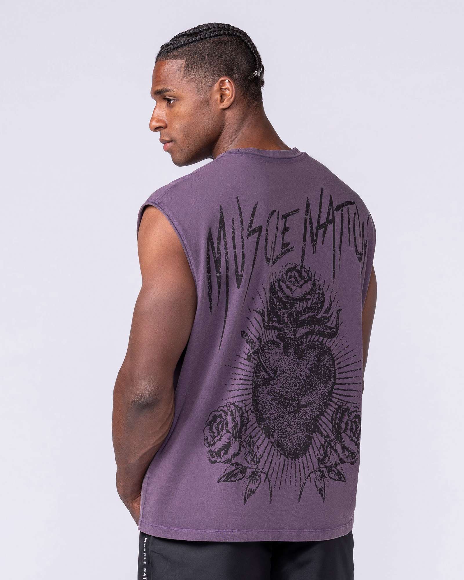 Heartless Vintage Boxy Muscle Tank - Washed Dark Purple