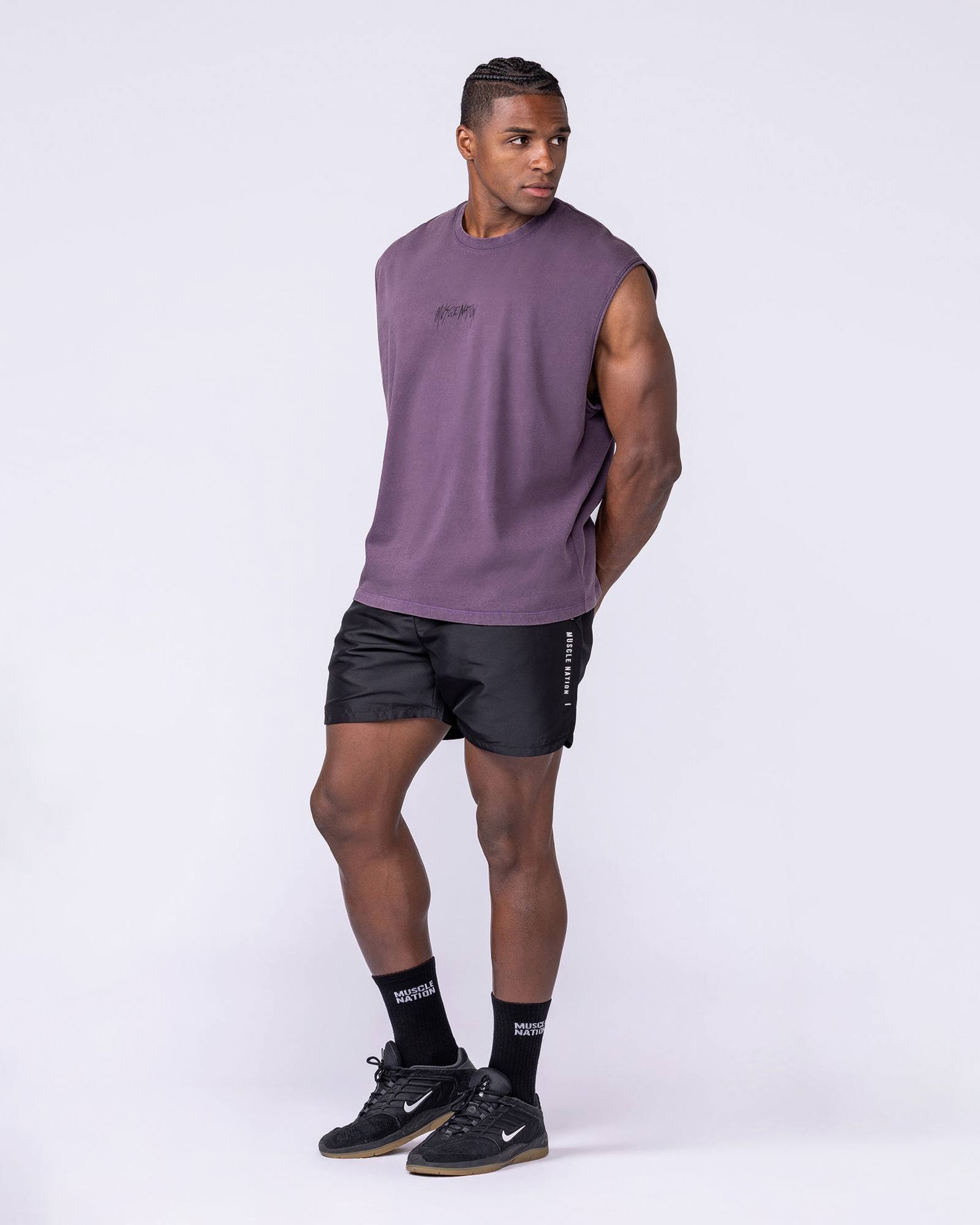 Heartless Vintage Boxy Muscle Tank - Washed Dark Purple