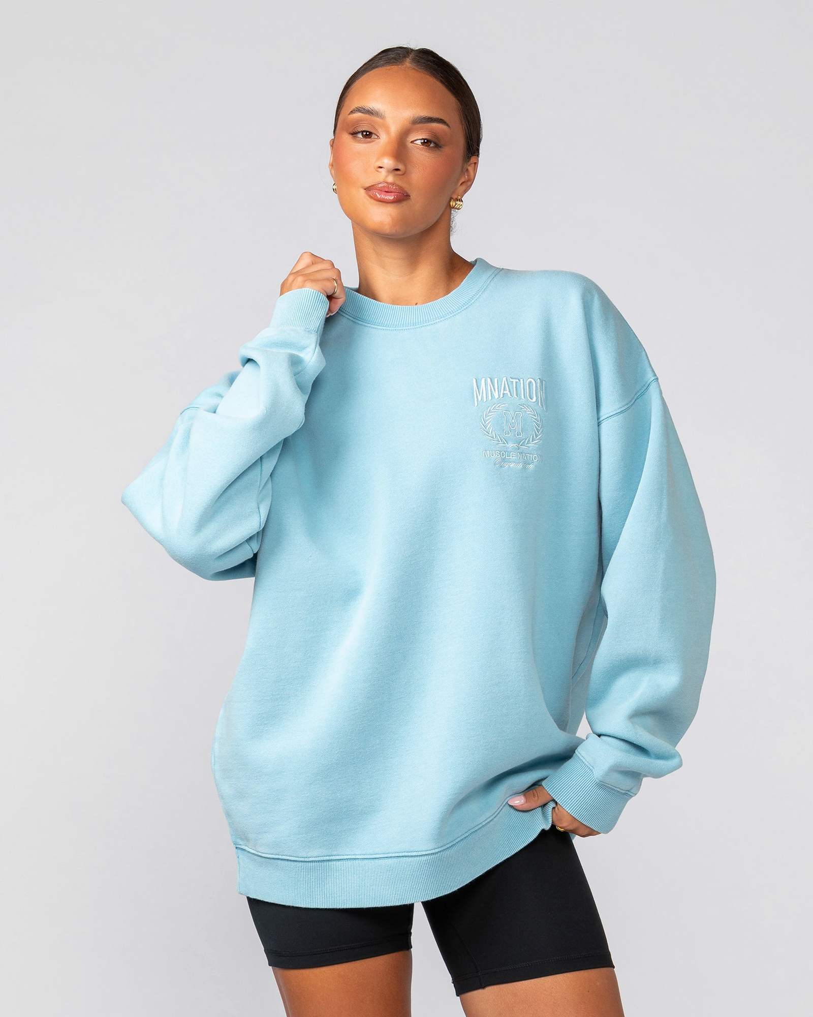 Heritage Crest Crew Pullover - Washed Light Blue
