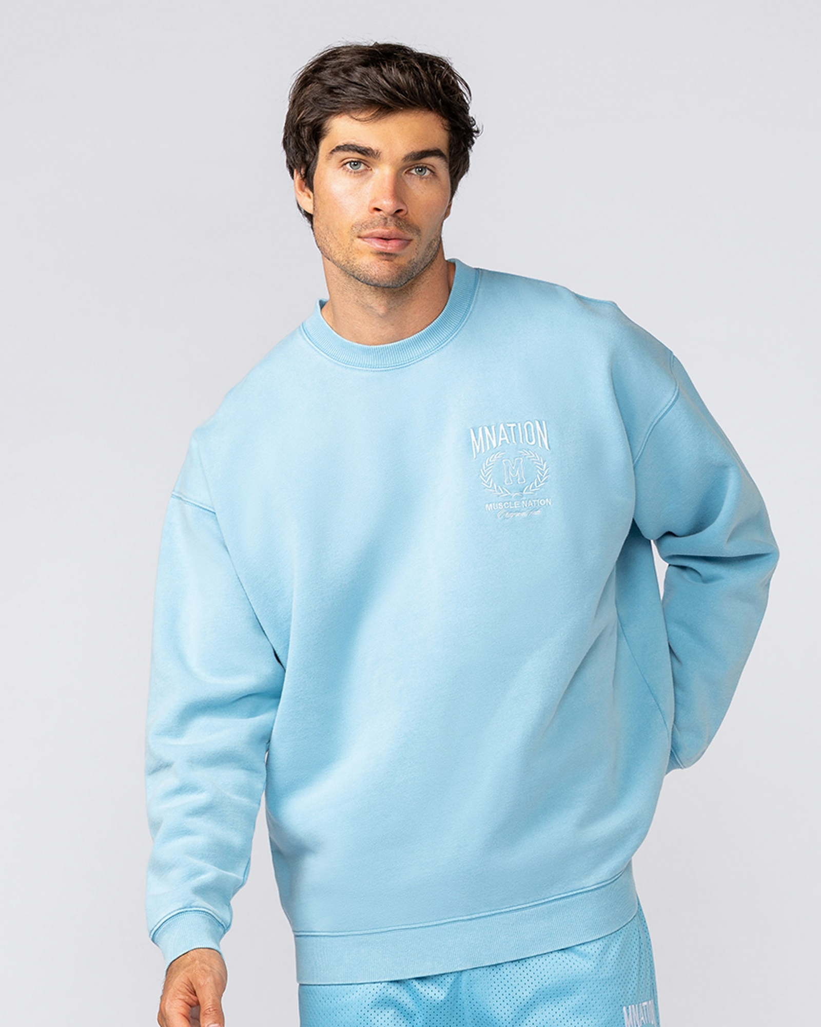 Heritage Crest Crew Pullover - Washed Light Blue