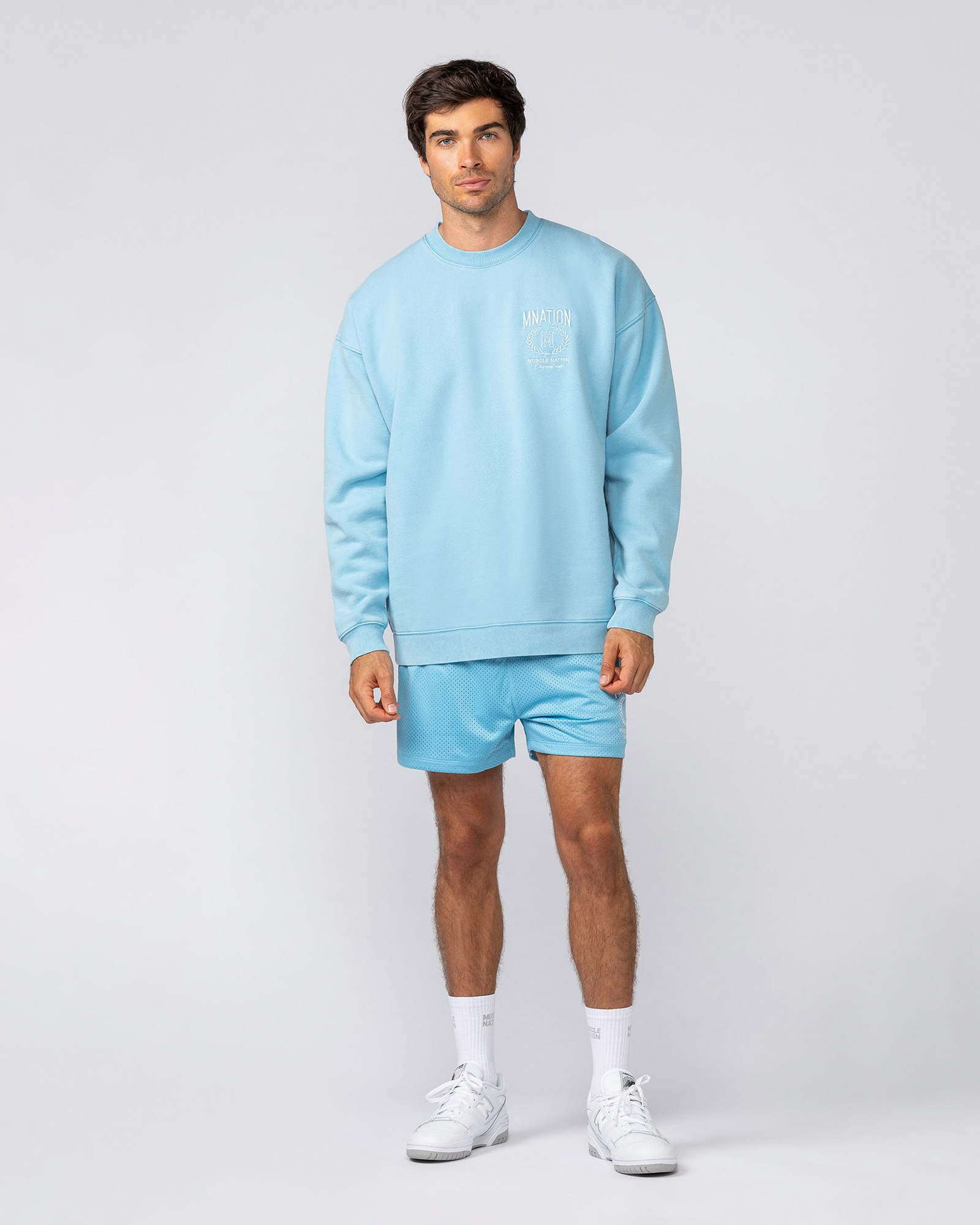 Heritage Crest Crew Pullover - Washed Light Blue
