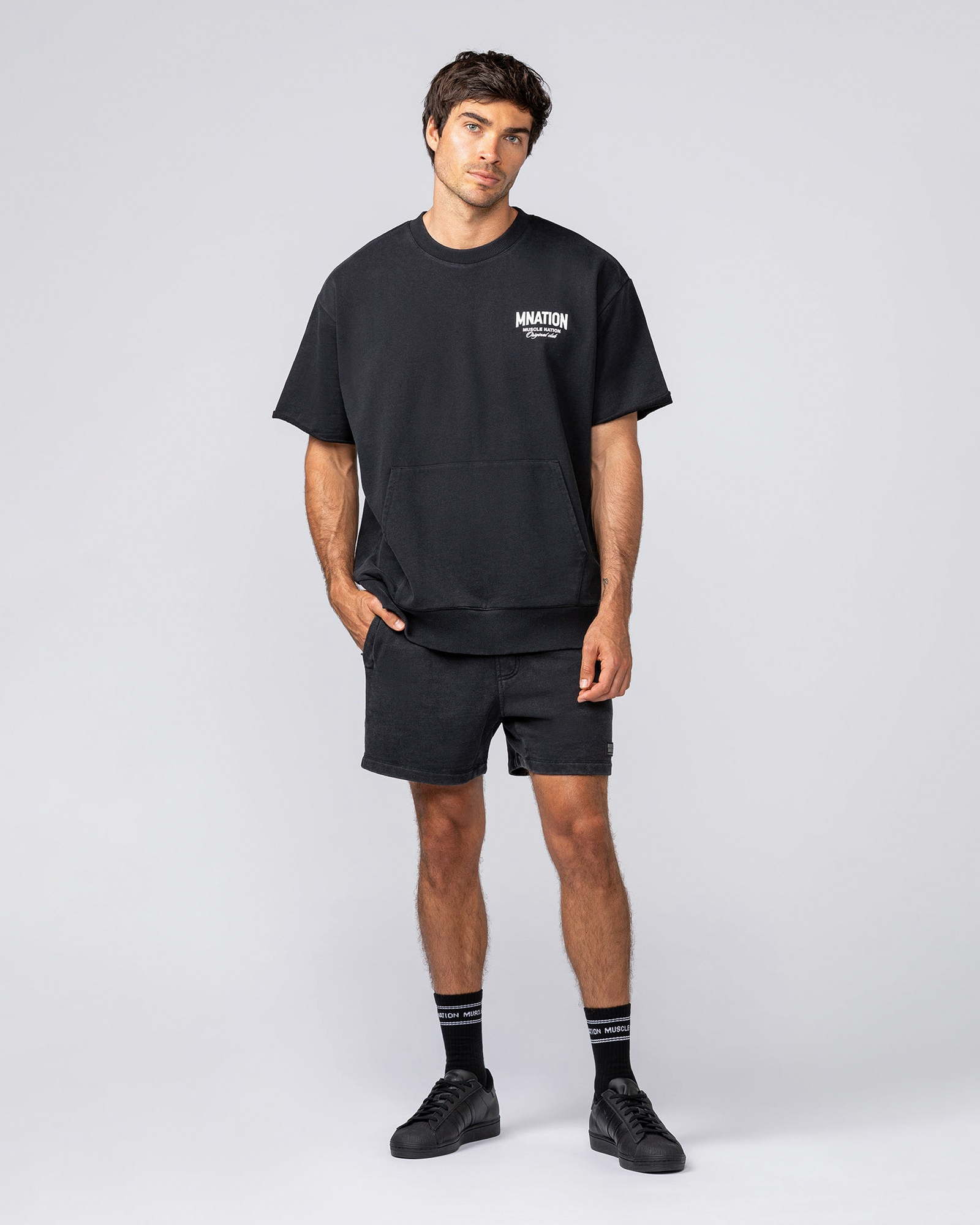 Heritage Loopback Oversized Tee - Washed Black