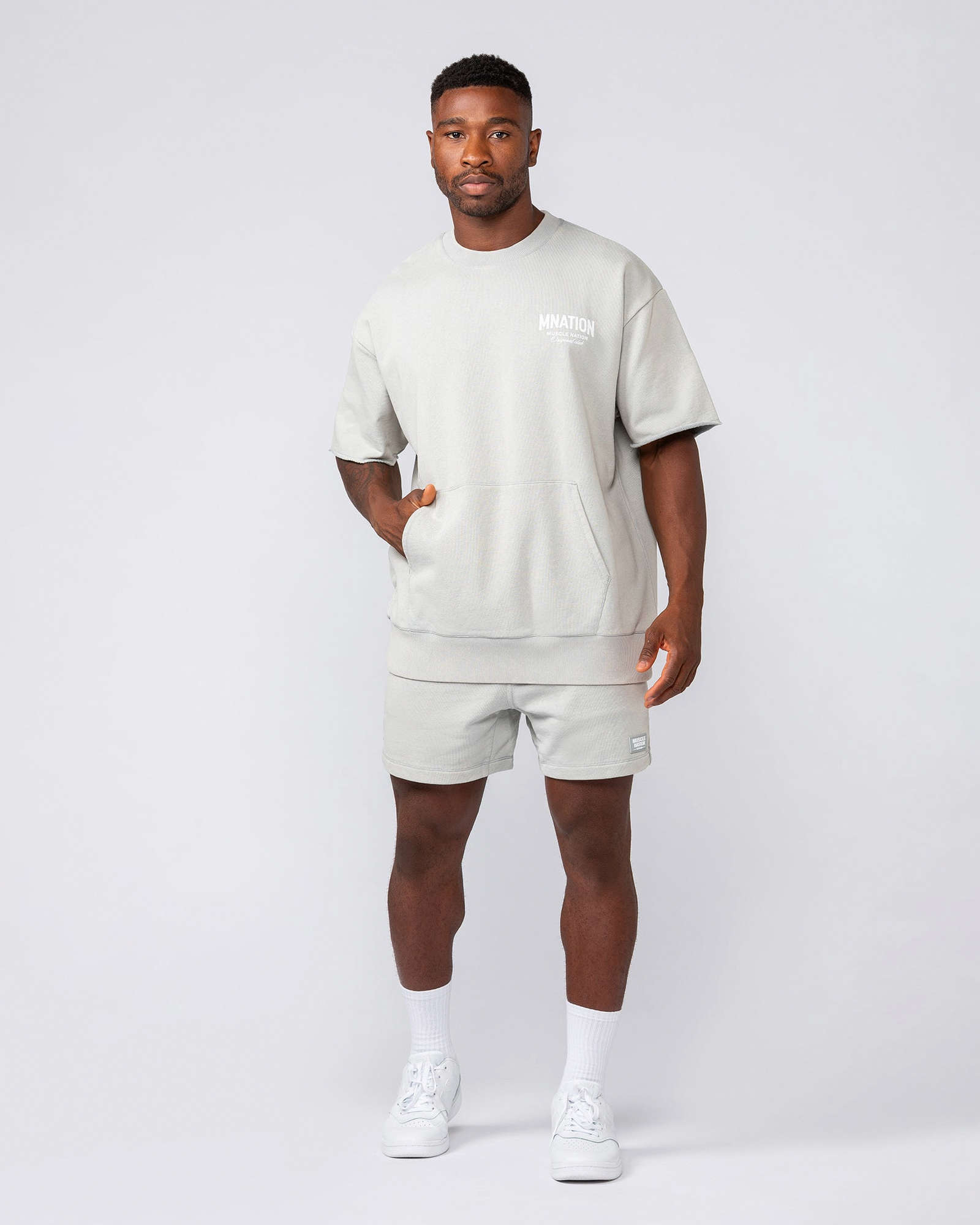 Heritage Loopback Oversized Tee - Washed Light Grey