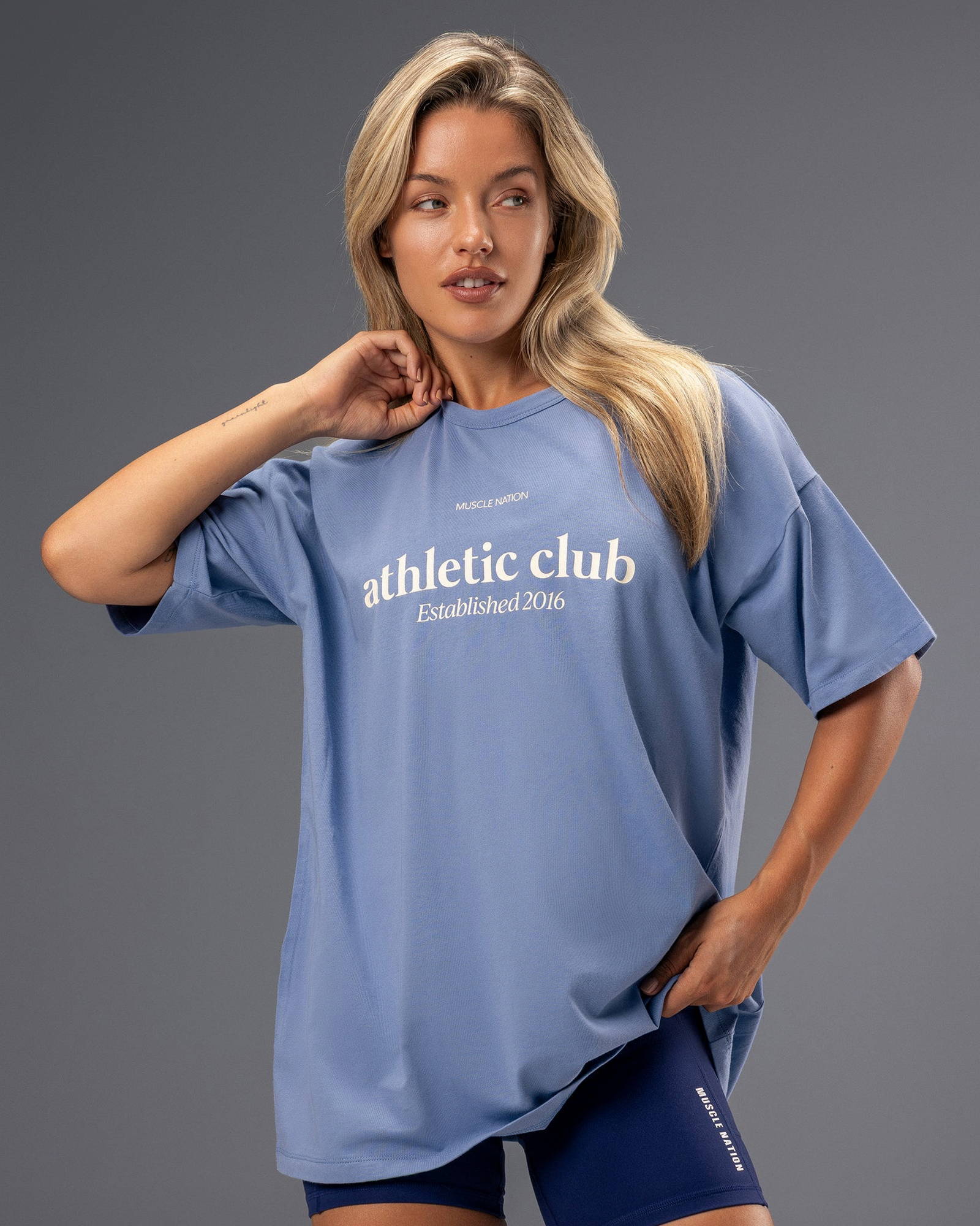 Athletic Club Oversized Tee - Faded Denim