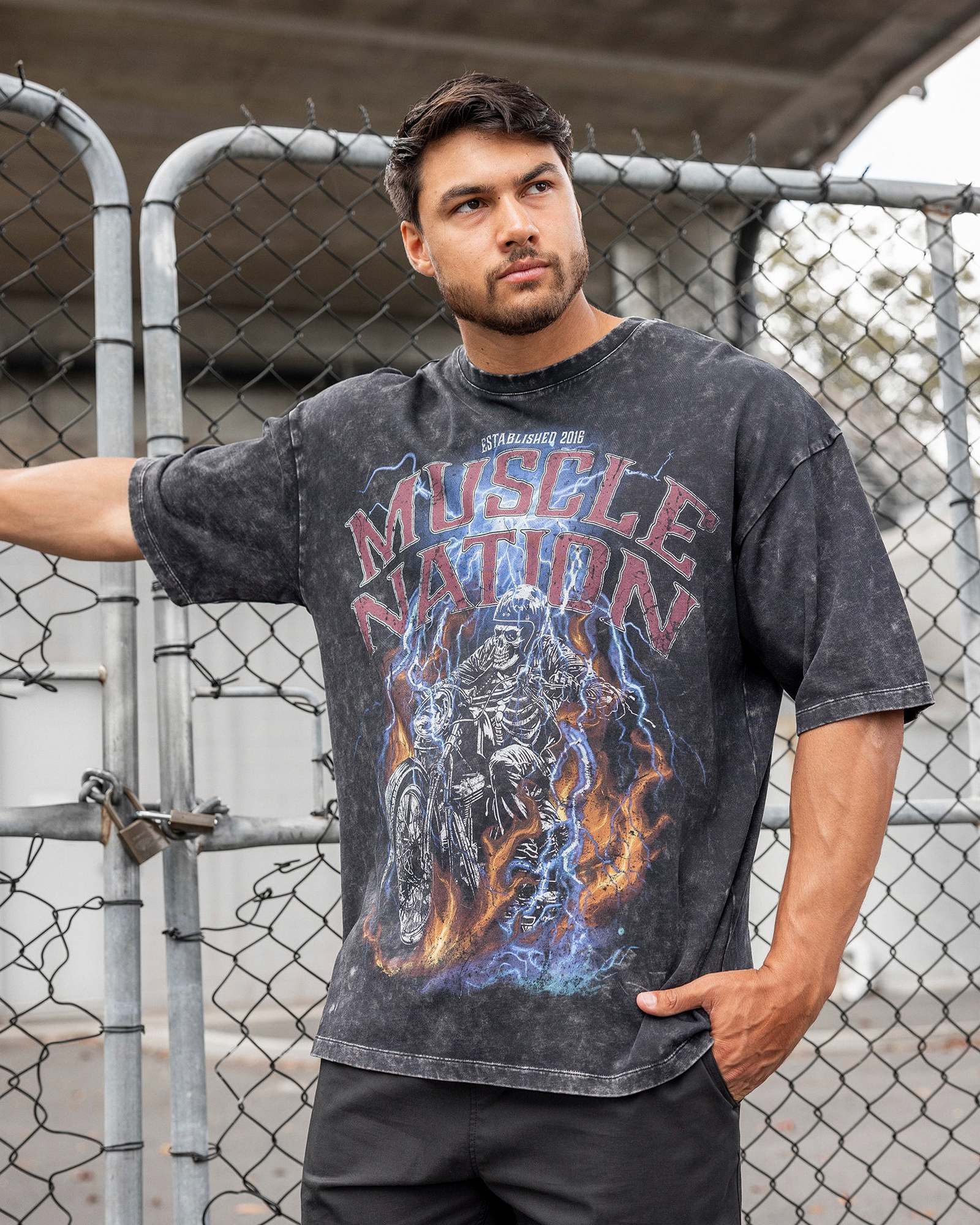 Full Throttle Oversized Vintage Tee - Washed Black