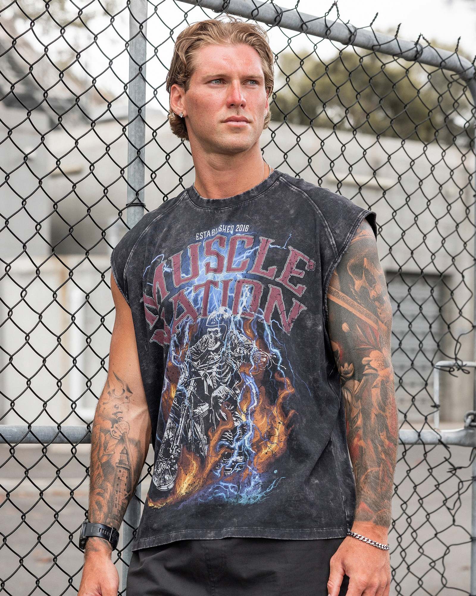 Full Throttle Vintage Boxy Muscle Tank - Washed Black
