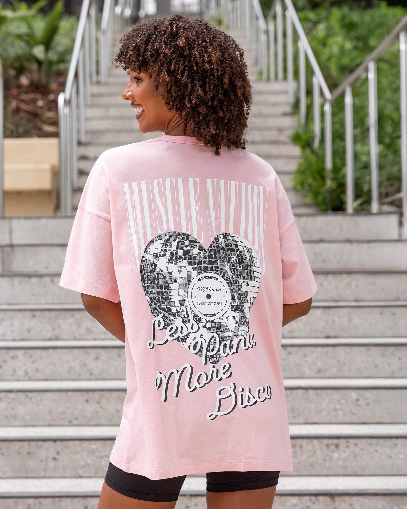 Less Panic More Disco Oversized Tee - Blush