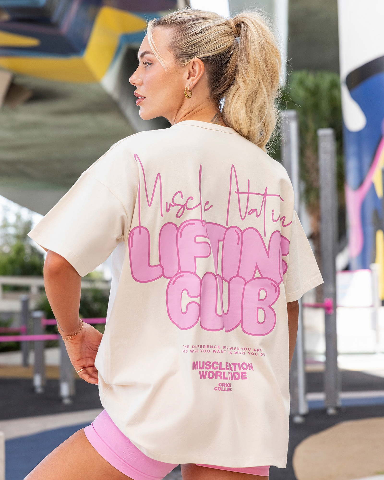 Lifting Club Oversized Tee - Dew / Pink